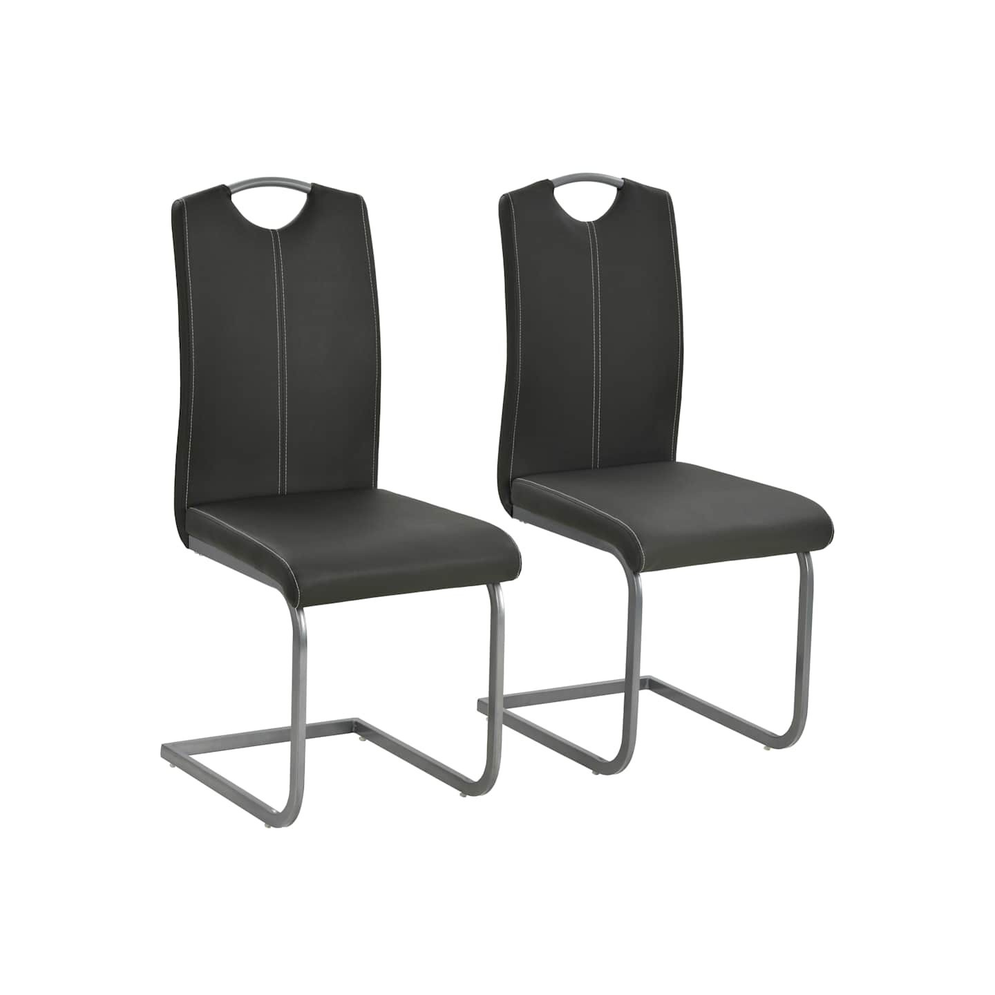 Chaises à manger cantilever lot de 2 gris similicuir