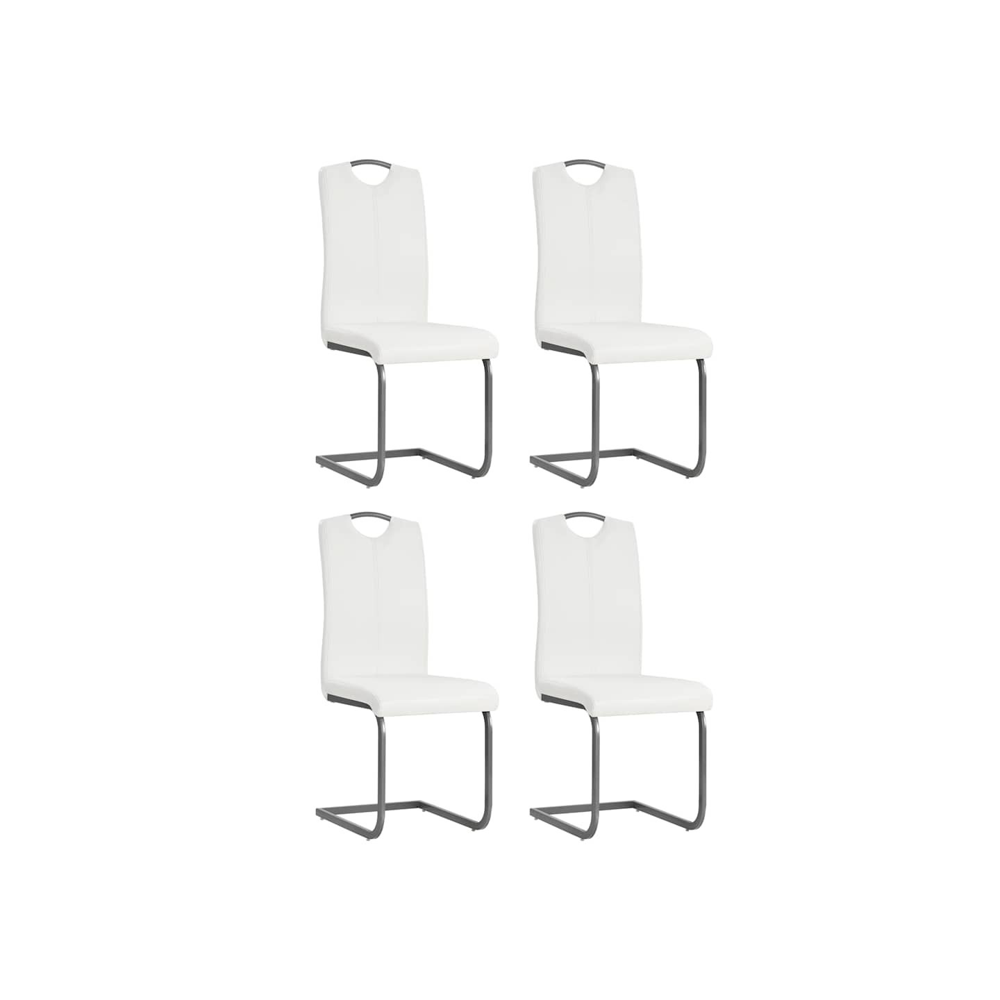 Chaises à manger cantilever lot de 4 blanc similicuir