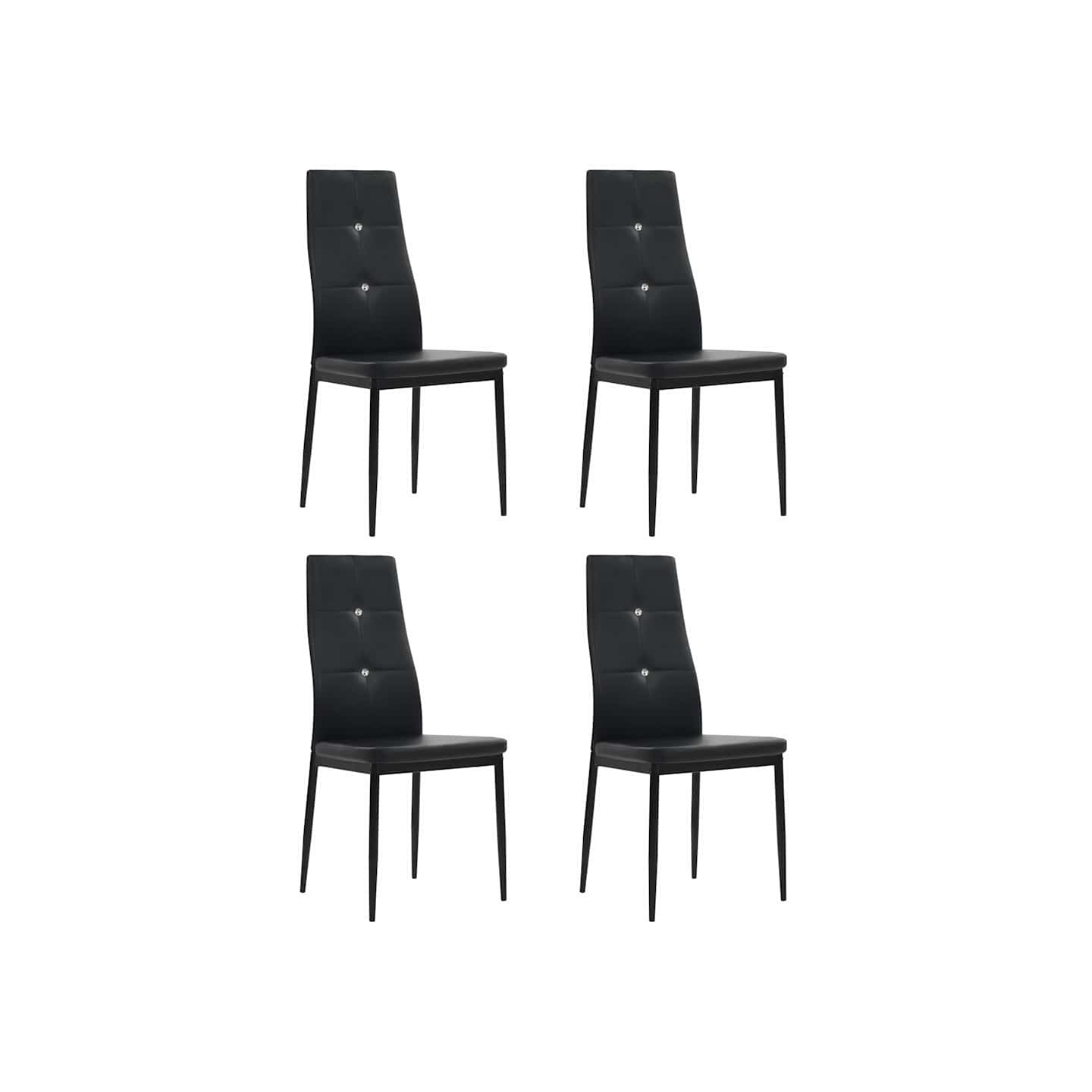 Chaises à manger lot de 4 noir similicuir