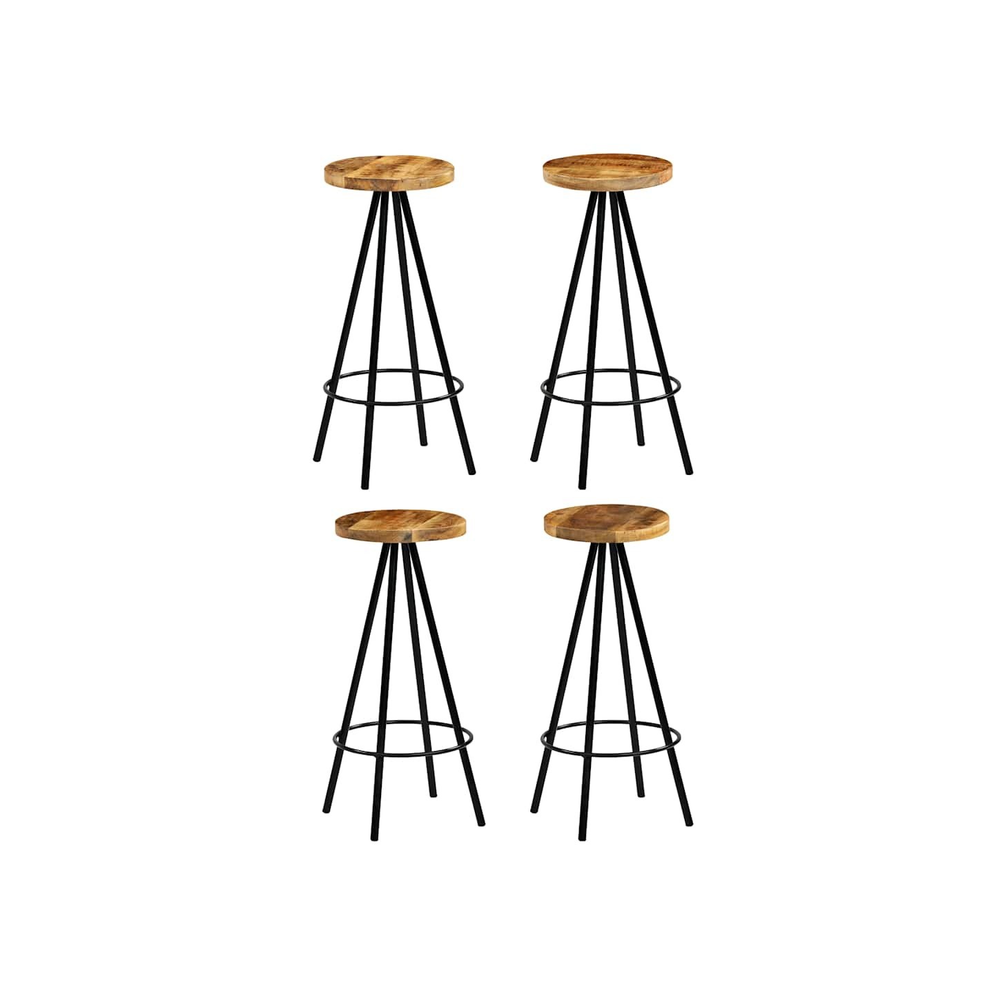Chaises de bar lot de 4 bois de manguier solide