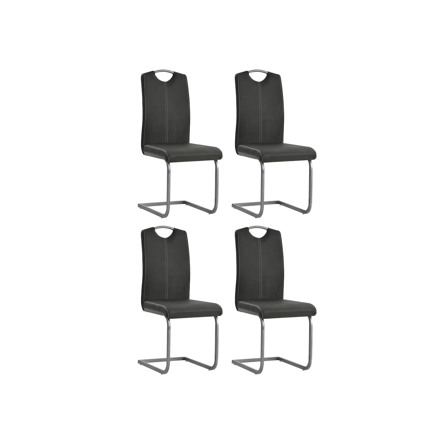 Chaises à manger cantilever lot de 4 gris similicuir