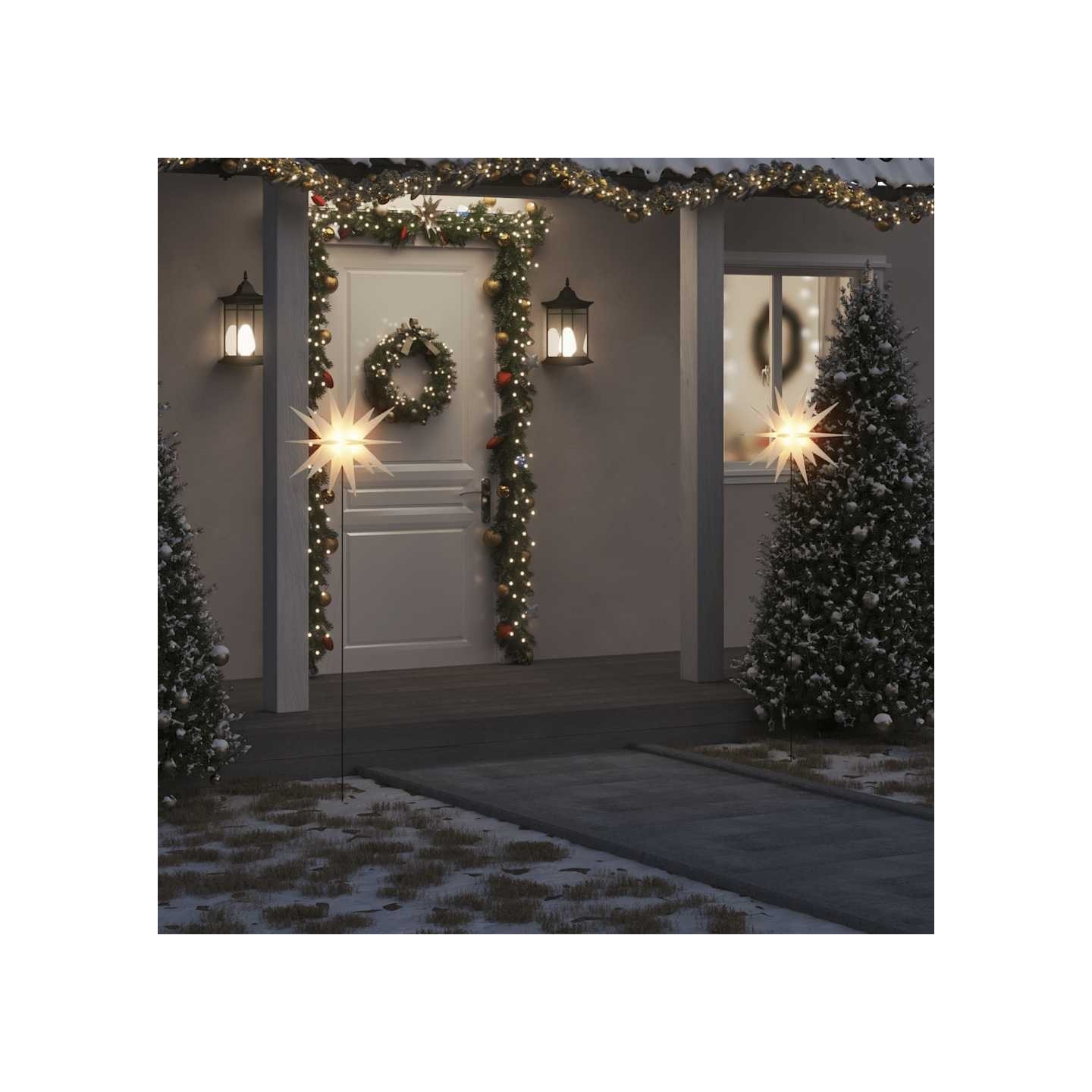 Lumière de Noël avec piquet LED pliable blanc 57 cm