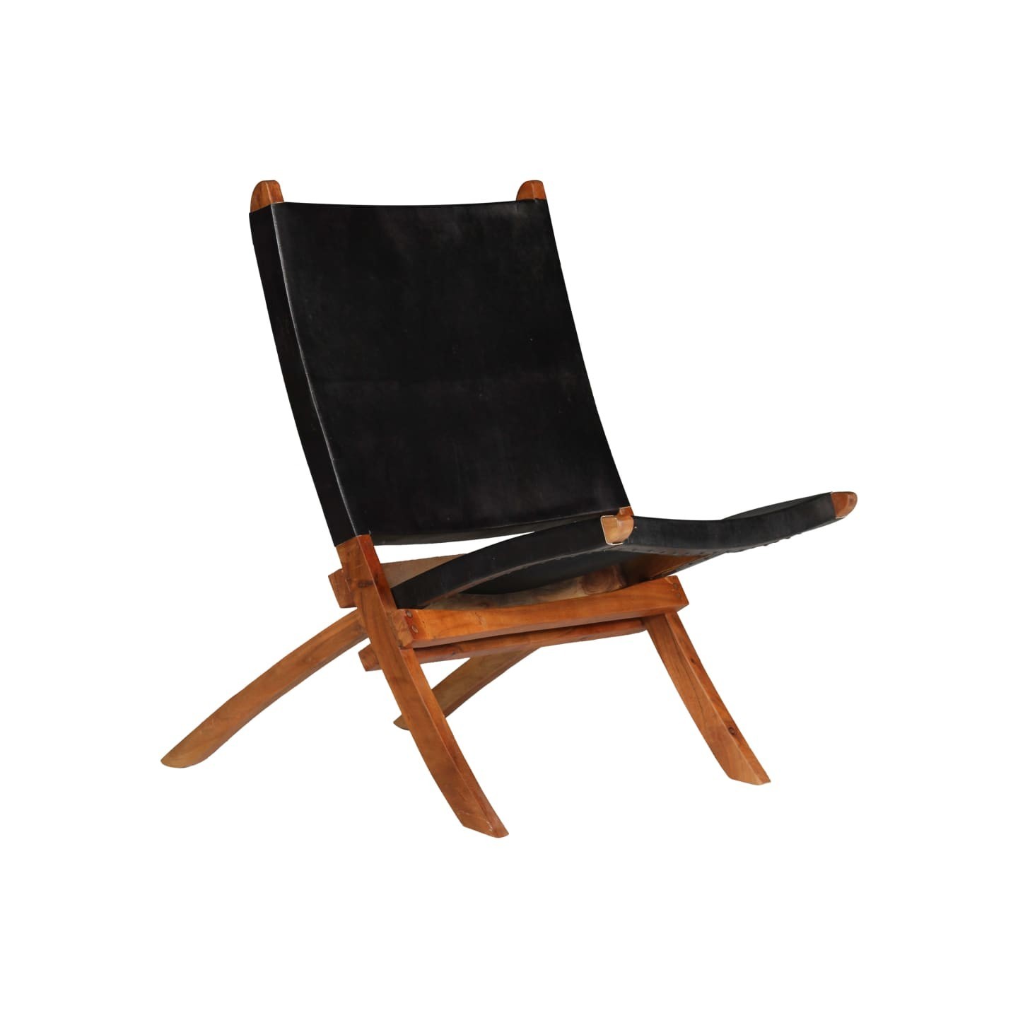 Chaise pliante en cuir véritable noir