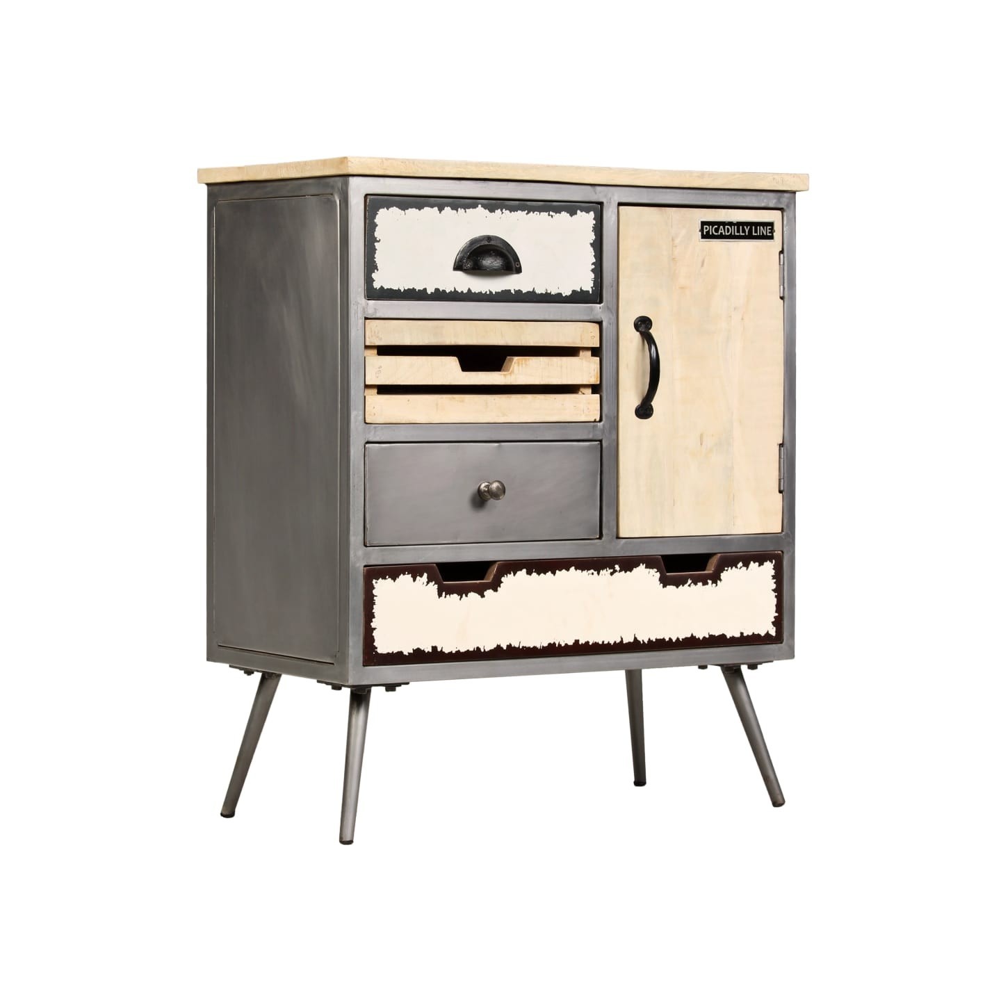 Buffet Bois de manguier massif et acier 65x33x76 cm
