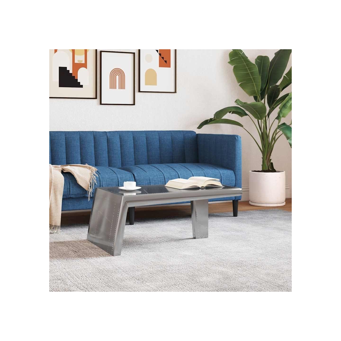 Table basse Aviator Style d'avion vintage Aluminium
