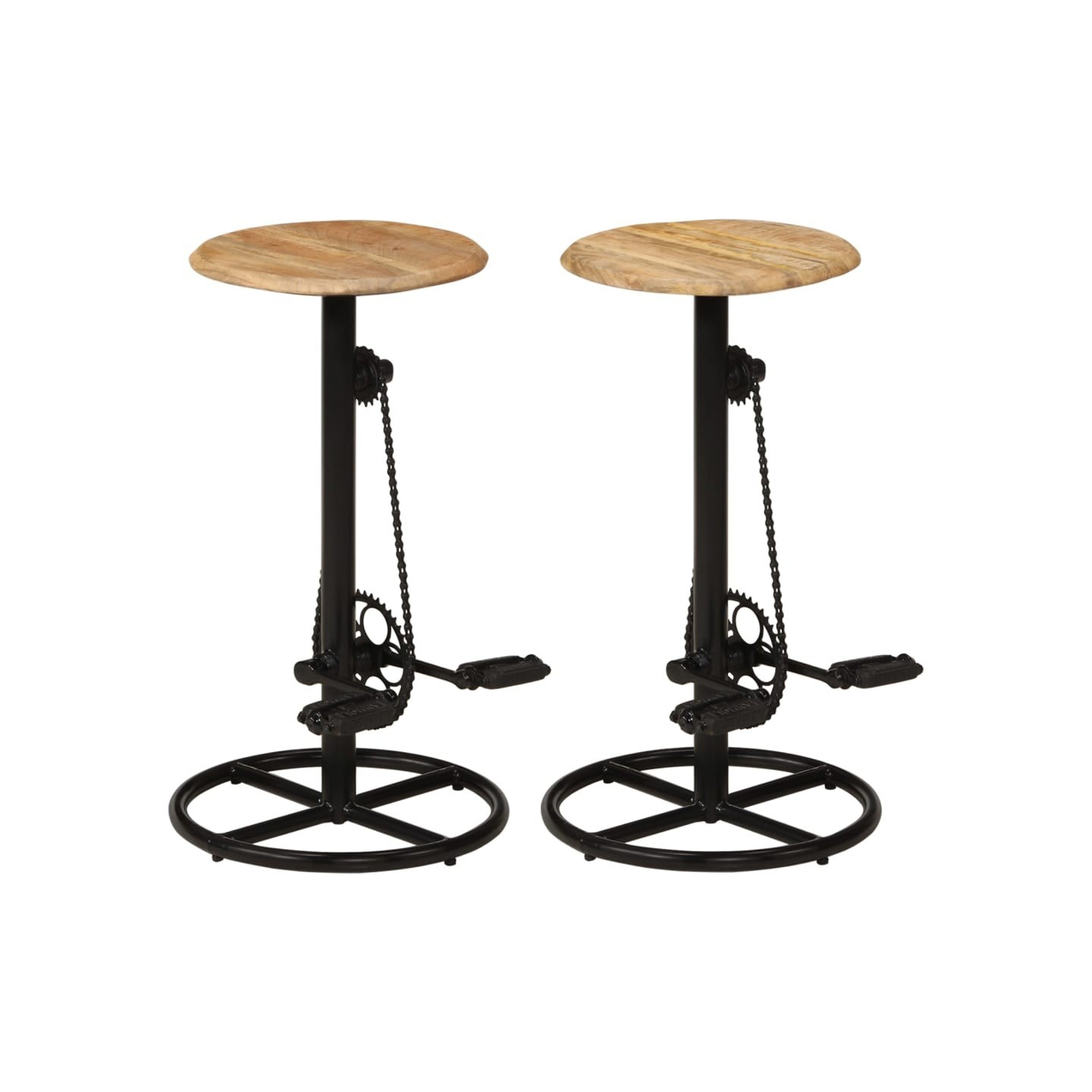 Chaises de bar lot de 2 bois de manguier solide