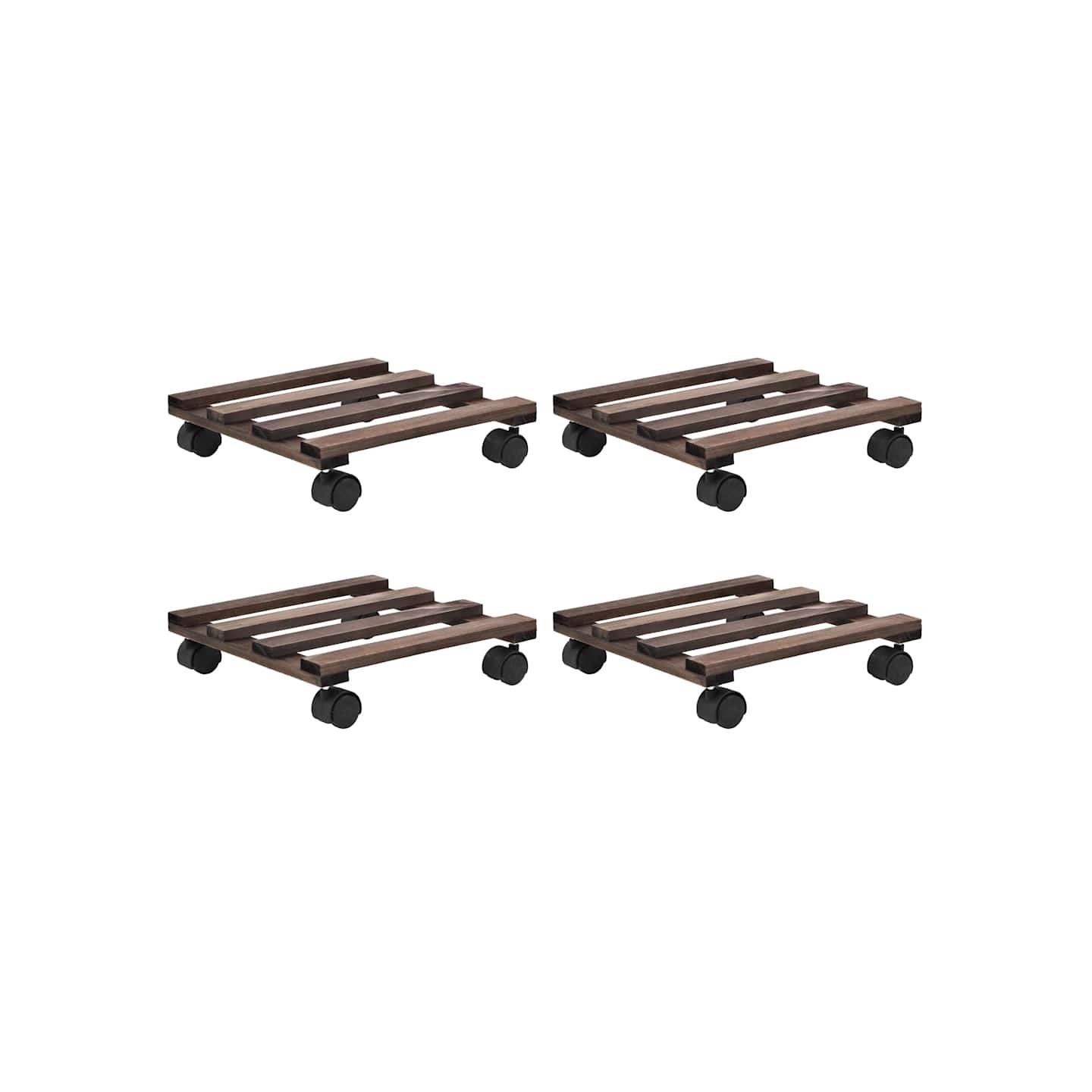 Support roulant à plantes Bois de cèdre 4 pcs 25 x 25 cm