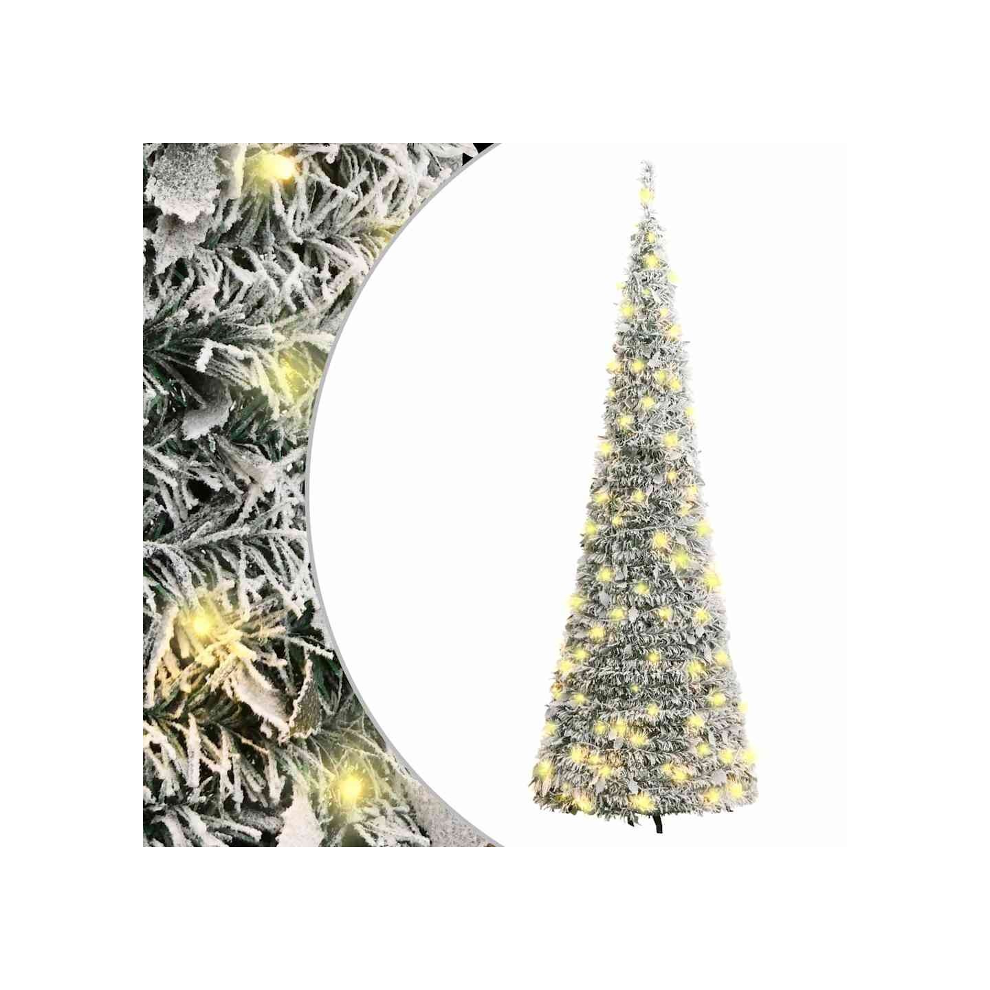 Sapin de Noël artificiel escamotable neige floquée 50 LED 120cm