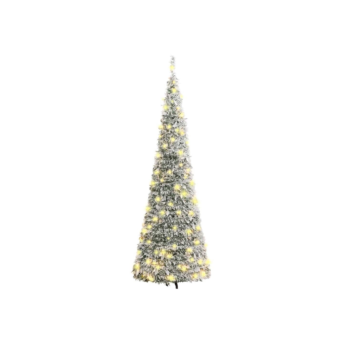 Sapin de Noël artificiel escamotable neige floquée 50 LED 120cm