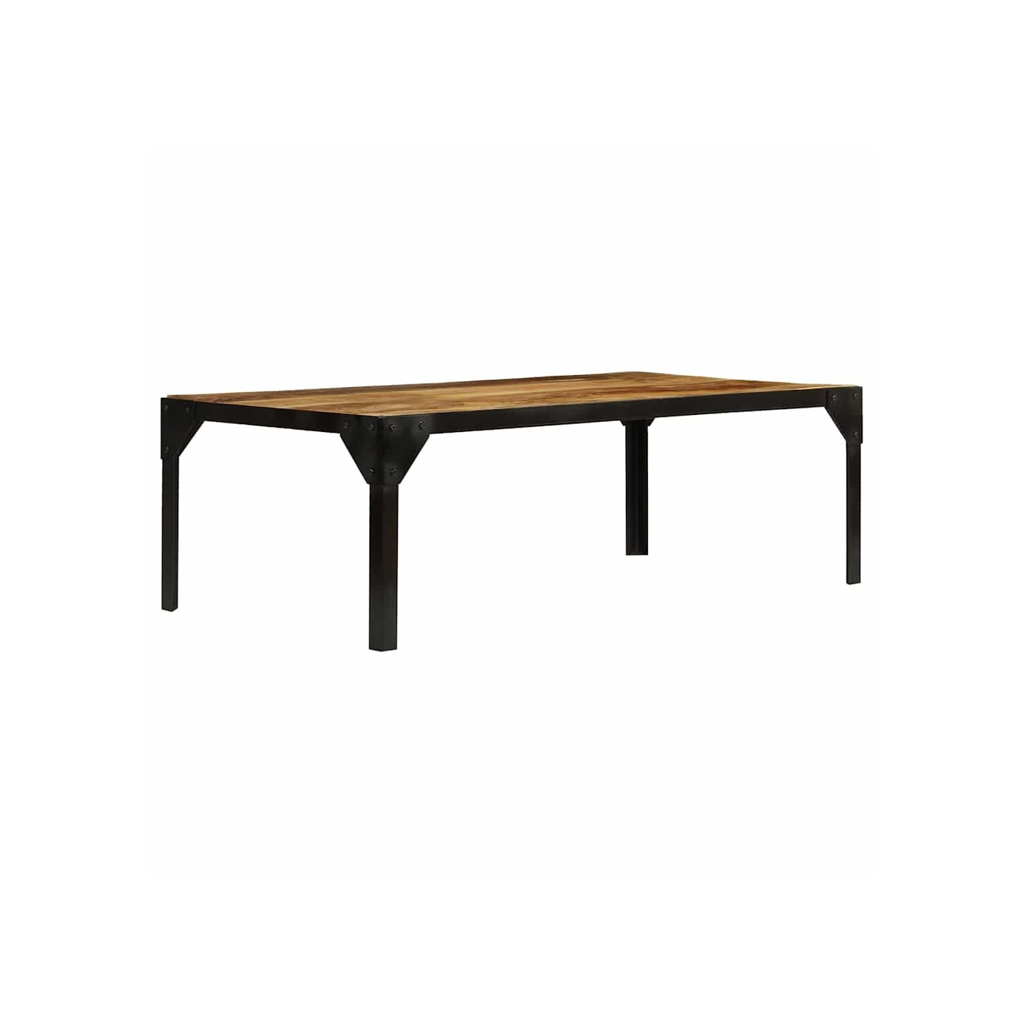 Table basse Bois massif de manguier brut et acier 110 cm