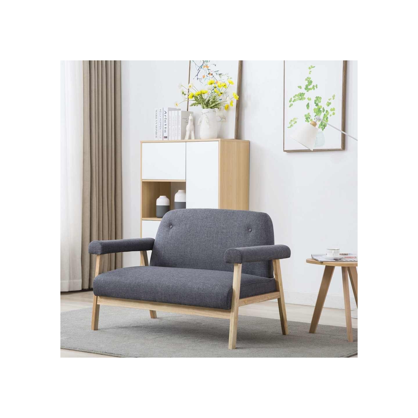Canapé à 2 places Tissu Gris foncé