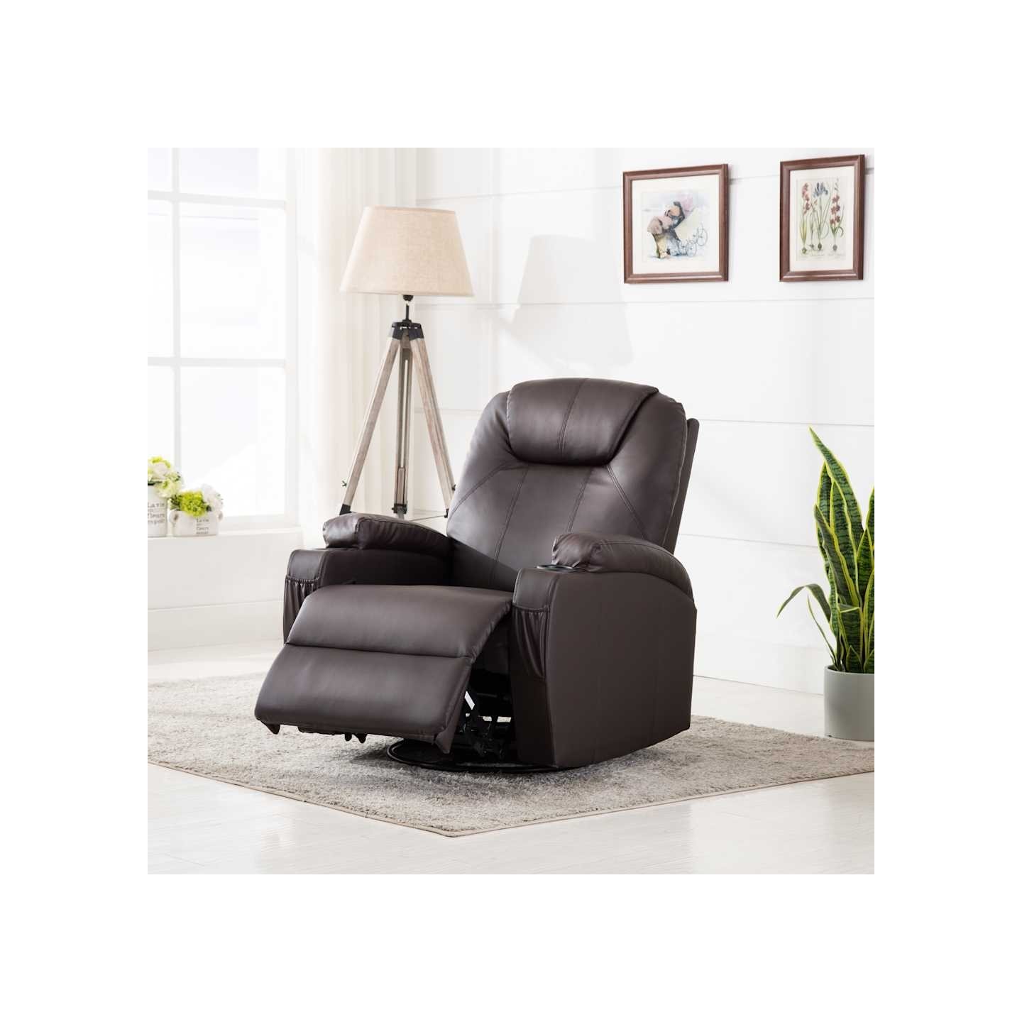 Fauteuil à bascule de massage Marron Similicuir