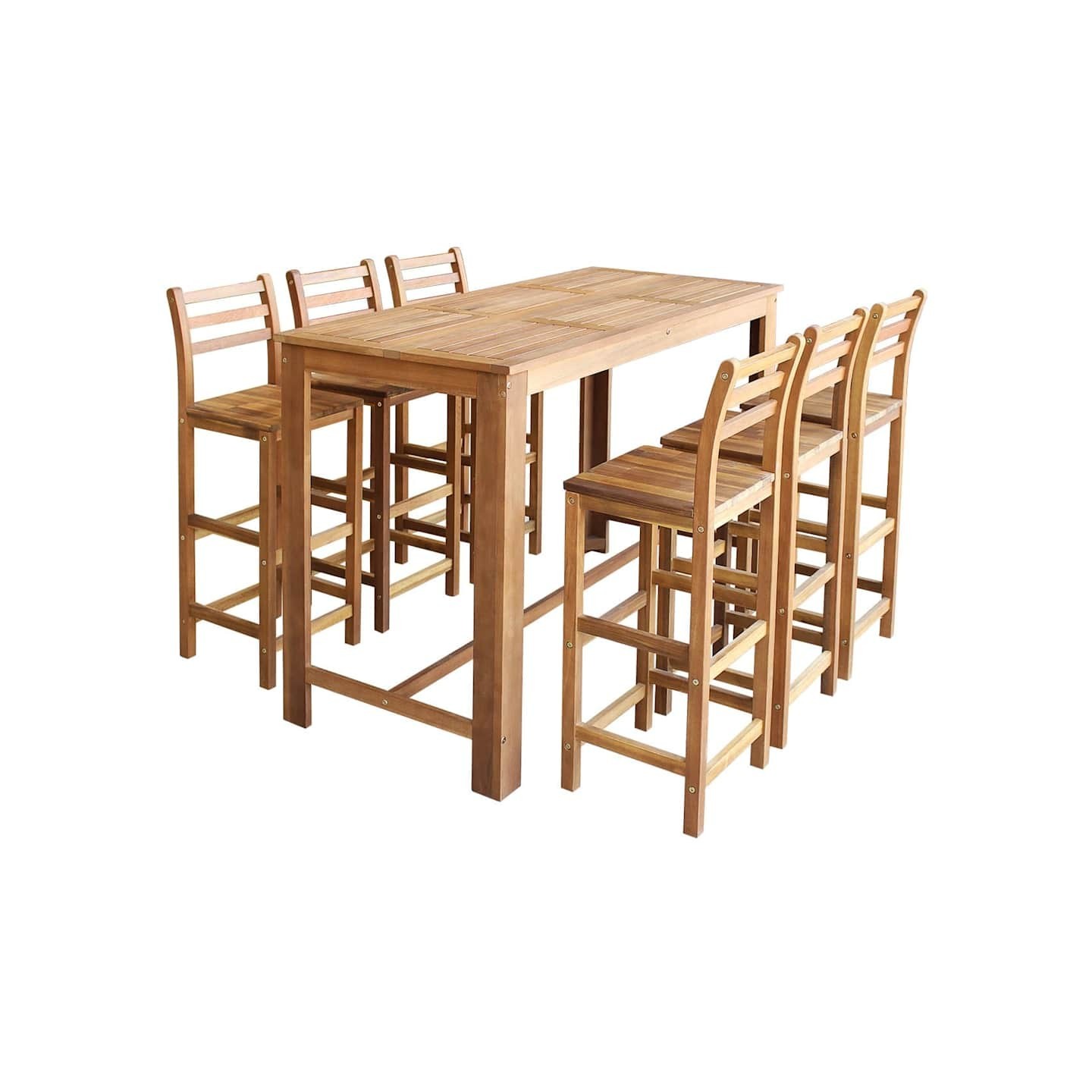 Table et chaises de bar 7 pcs Bois d'acacia massif