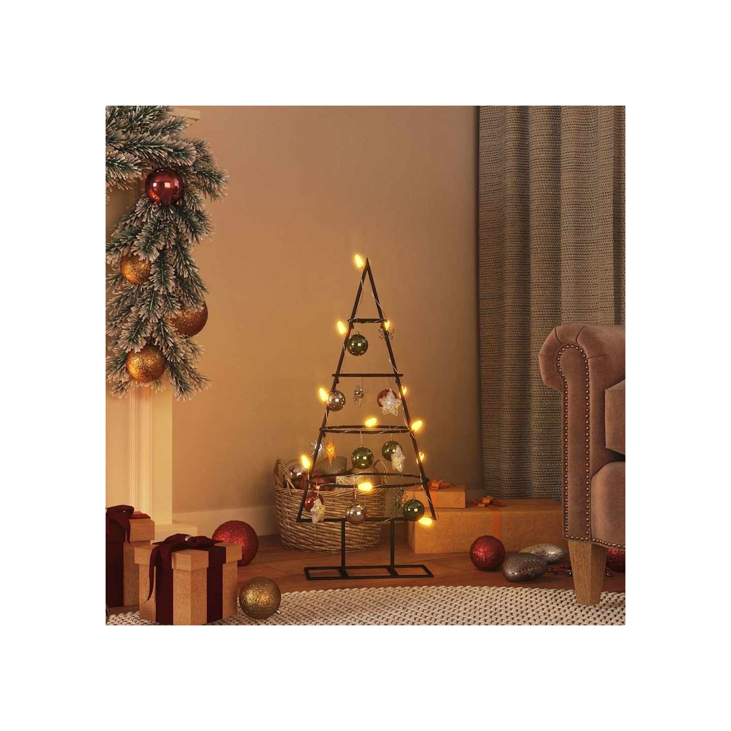 Arbre de Noël en métal pour décoration noir 60 cm
