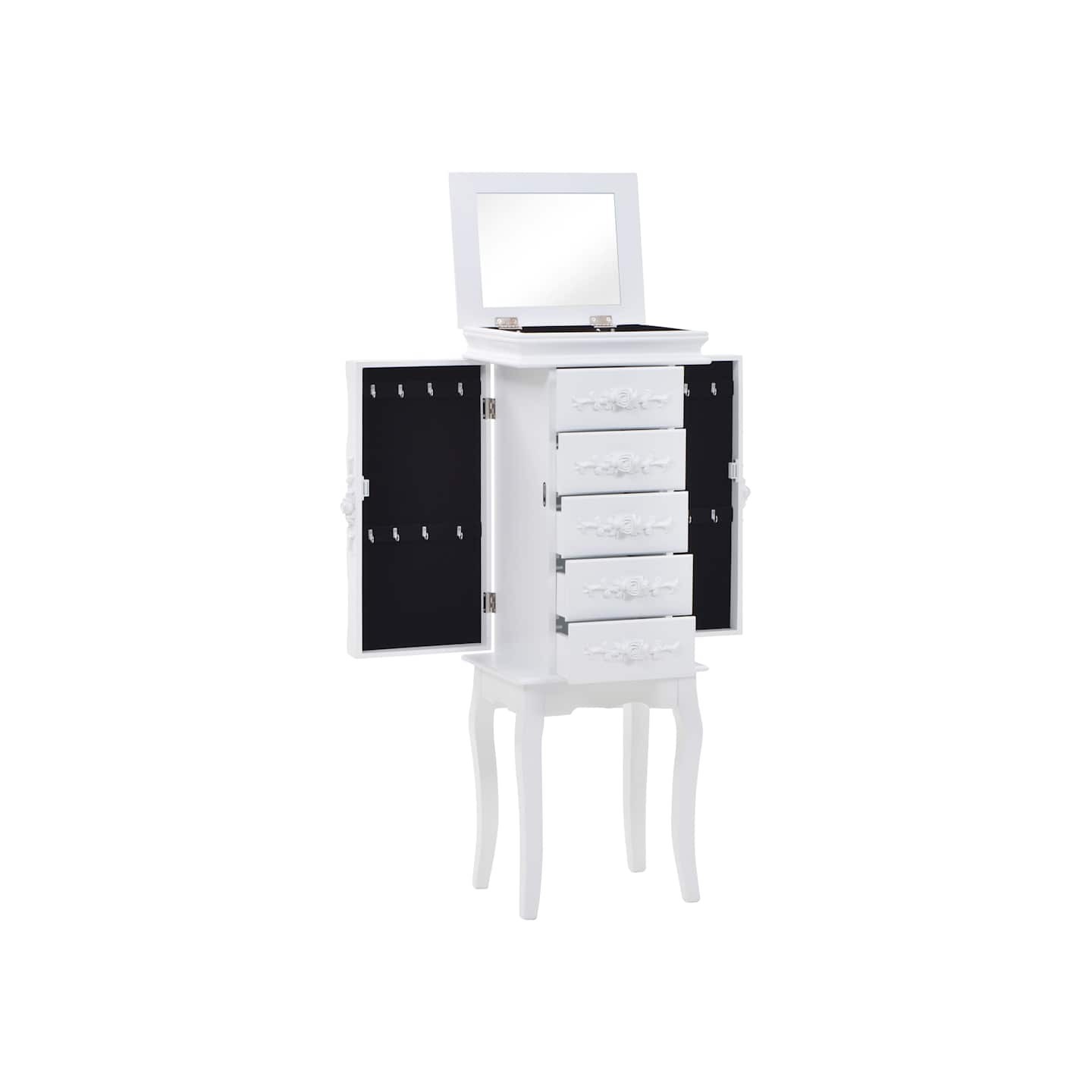 Armoire à bijoux sur pieds Blanc