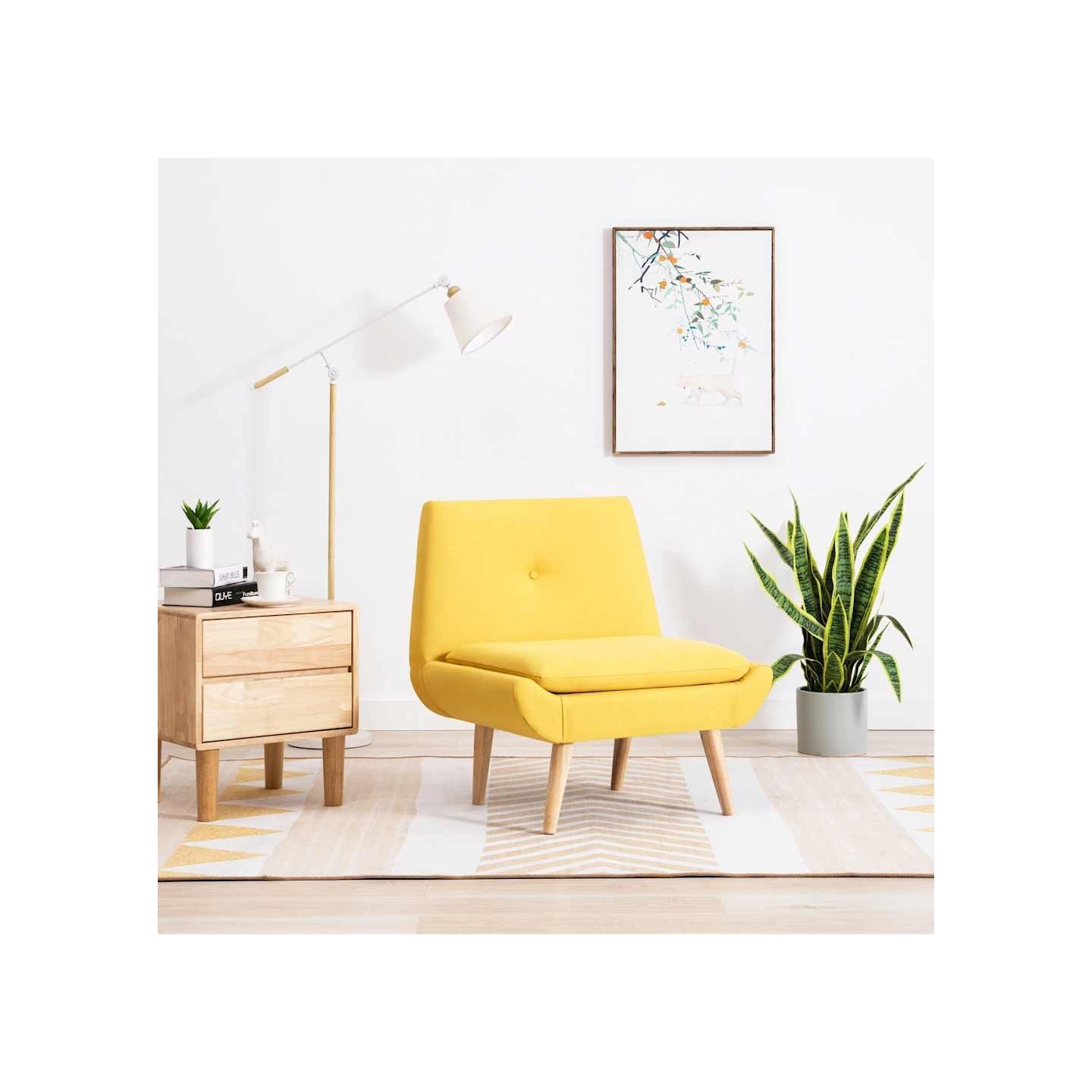 Fauteuil sans accoudoirs jaune tissu