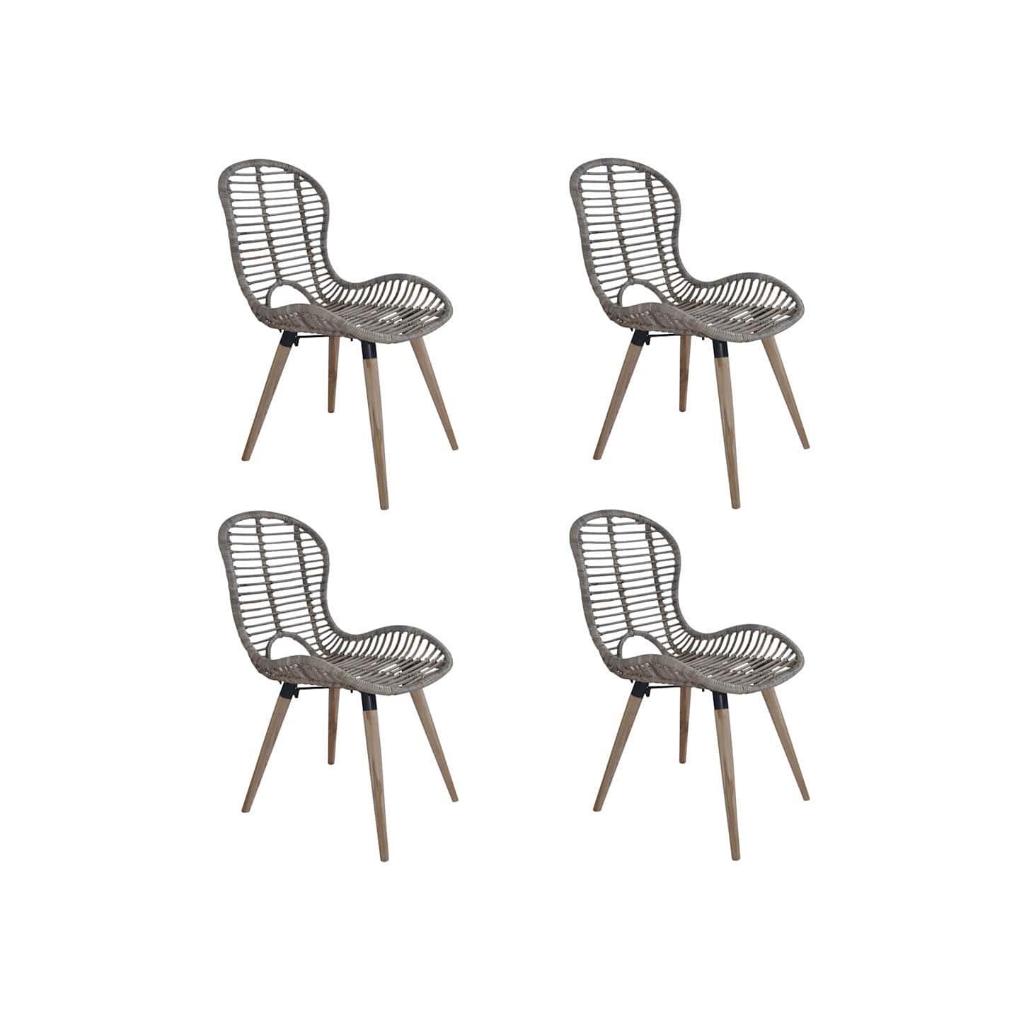 Chaises à manger lot de 4 marron rotin naturel