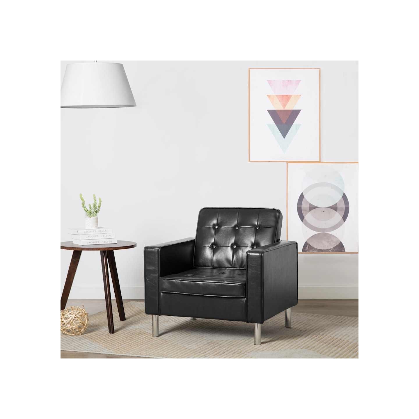 Fauteuil Noir 75x70x75 cm Similicuir