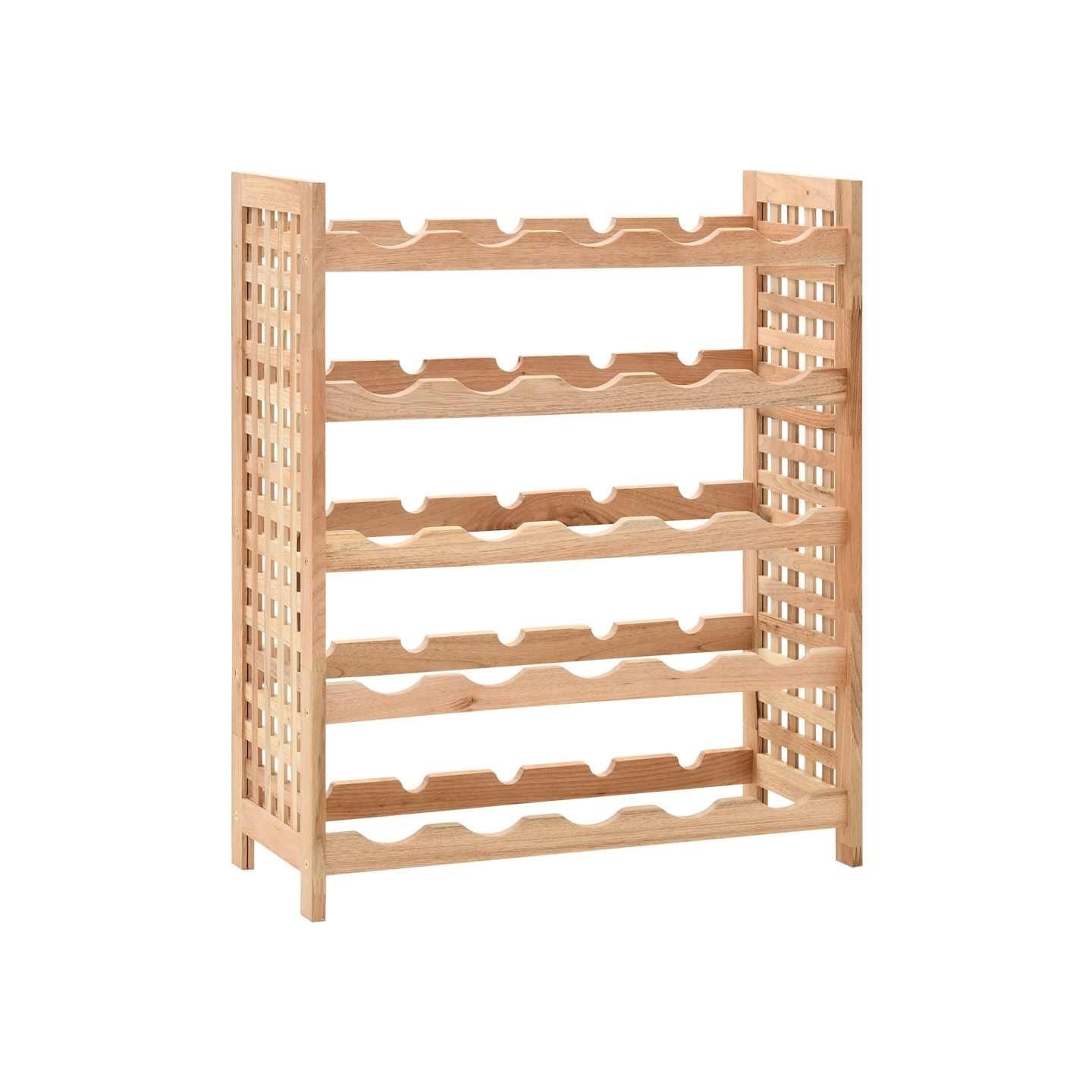 Casier à bouteilles pour 25 bouteilles Bois de noyer 63x25x73cm