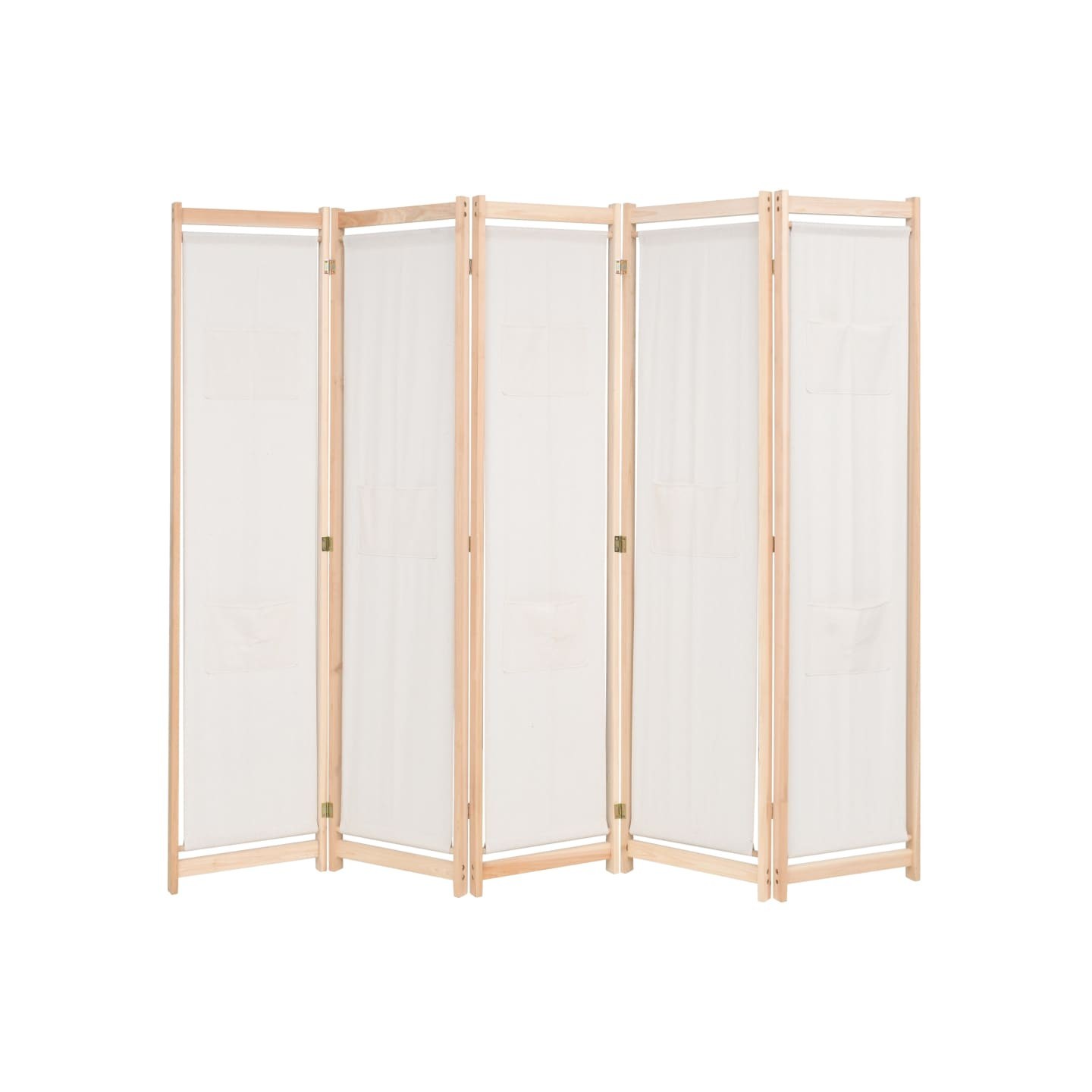 Cloison de séparation 5 panneaux Crème 200 x 170 x 4 cm Tissu