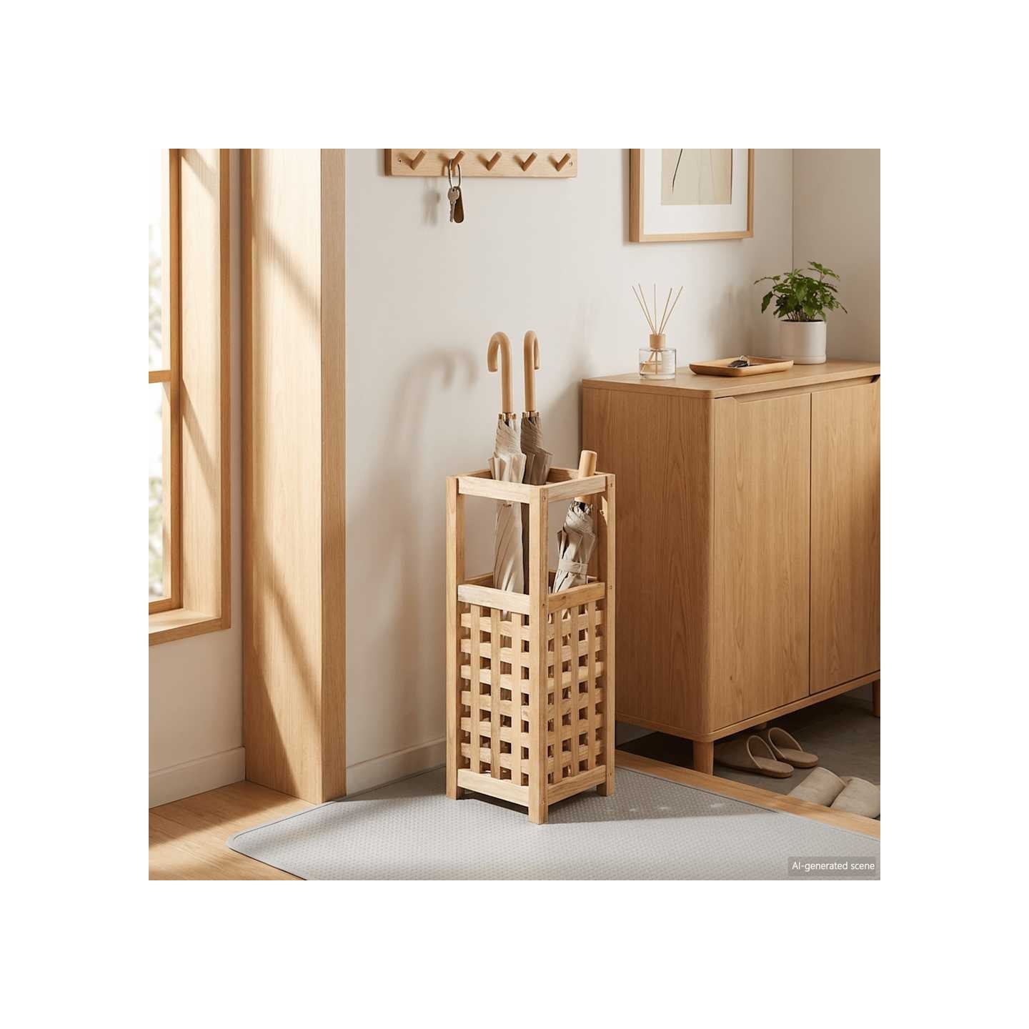 Porte-parapluie 18 x 18 x 50 cm Bois de noyer massif