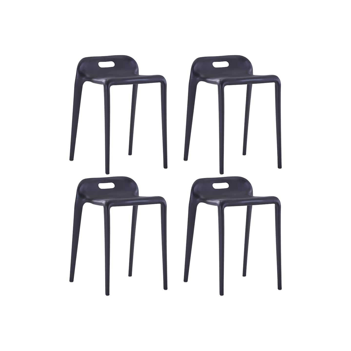 Tabourets empilables lot de 4 noir plastique