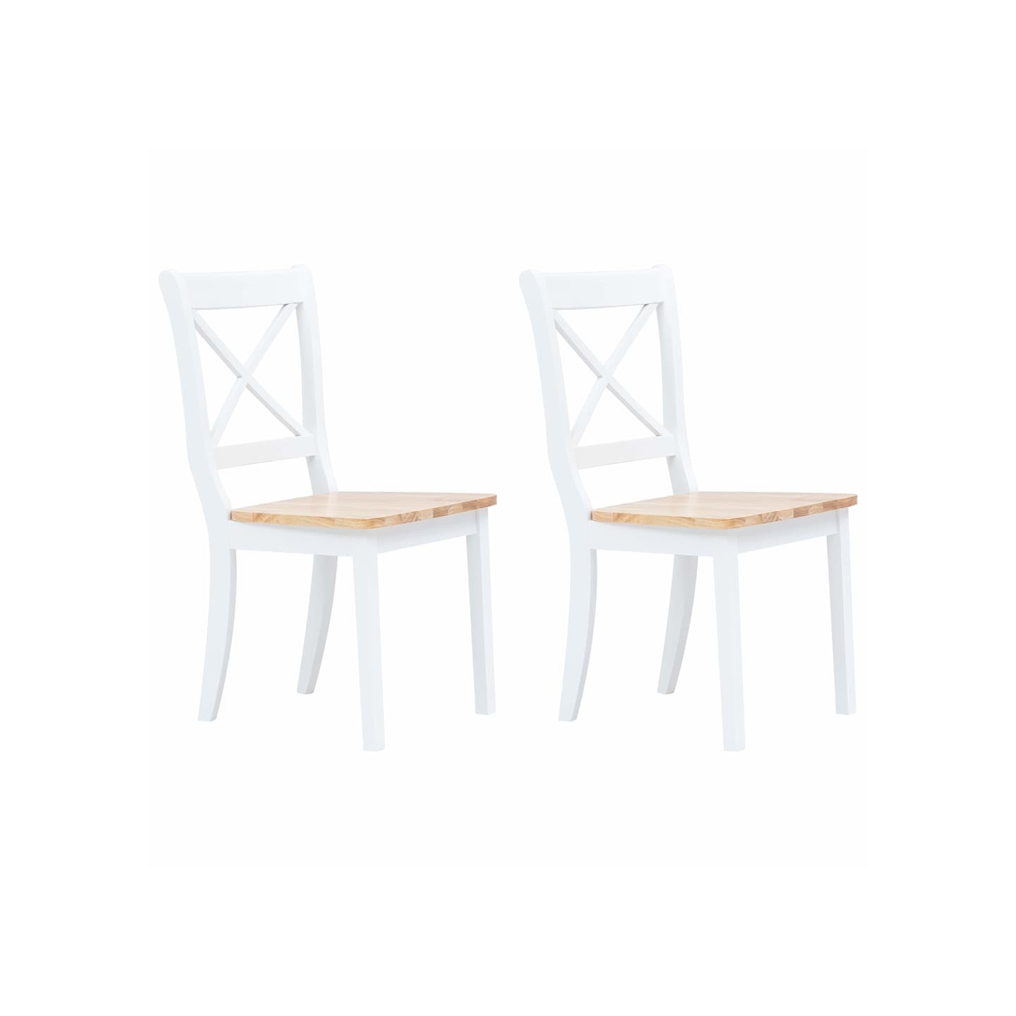 Chaises à manger lot de 2 blanc et bois clair bois hévéa massif