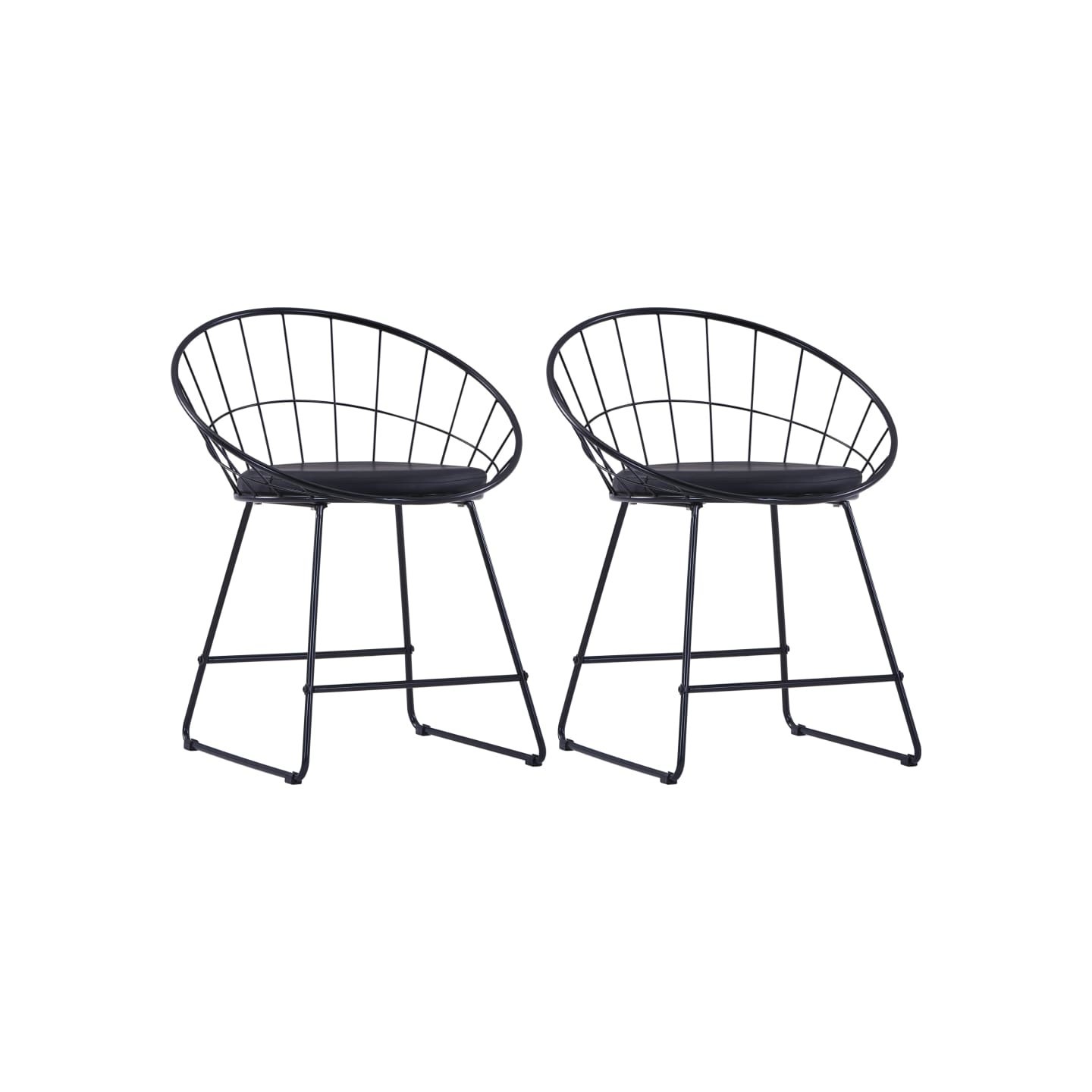 Chaises à manger Siège en similicuir lot de 2 noir acier