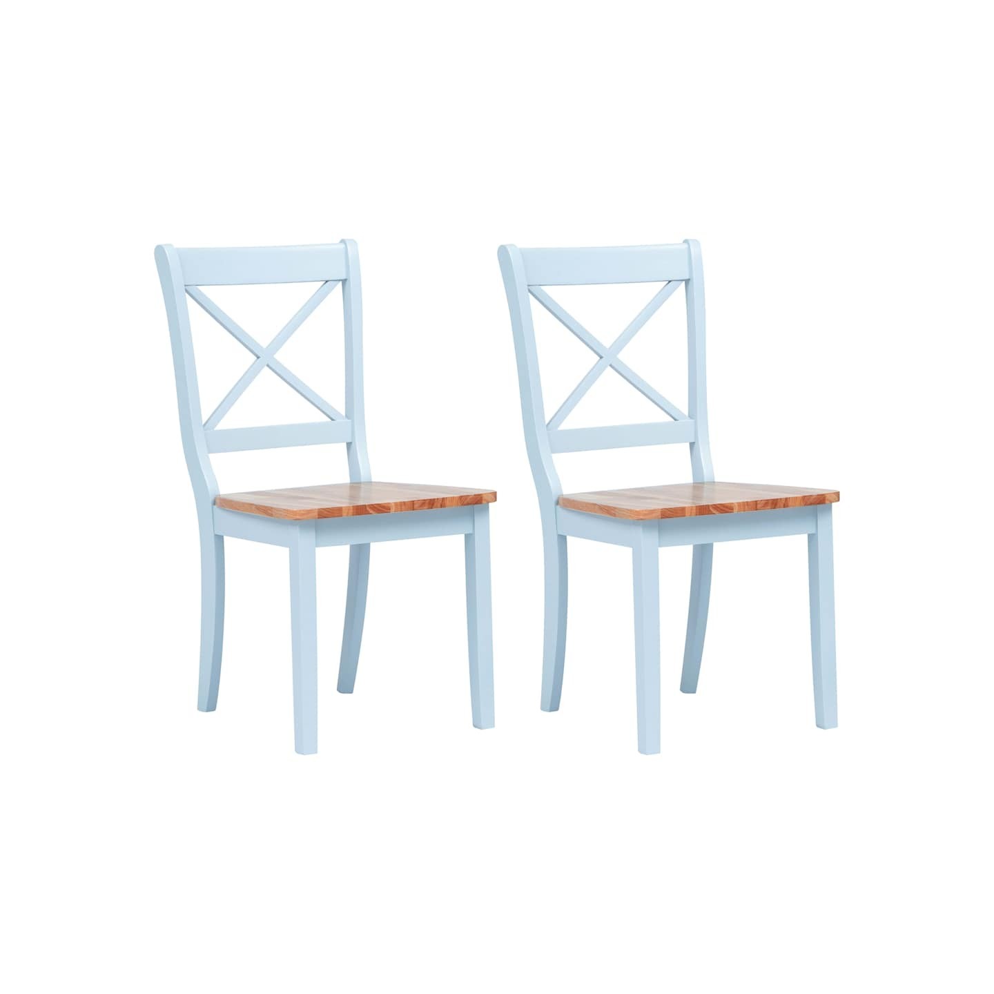 Chaises à manger lot de 2 gris et bois clair bois hévéa massif