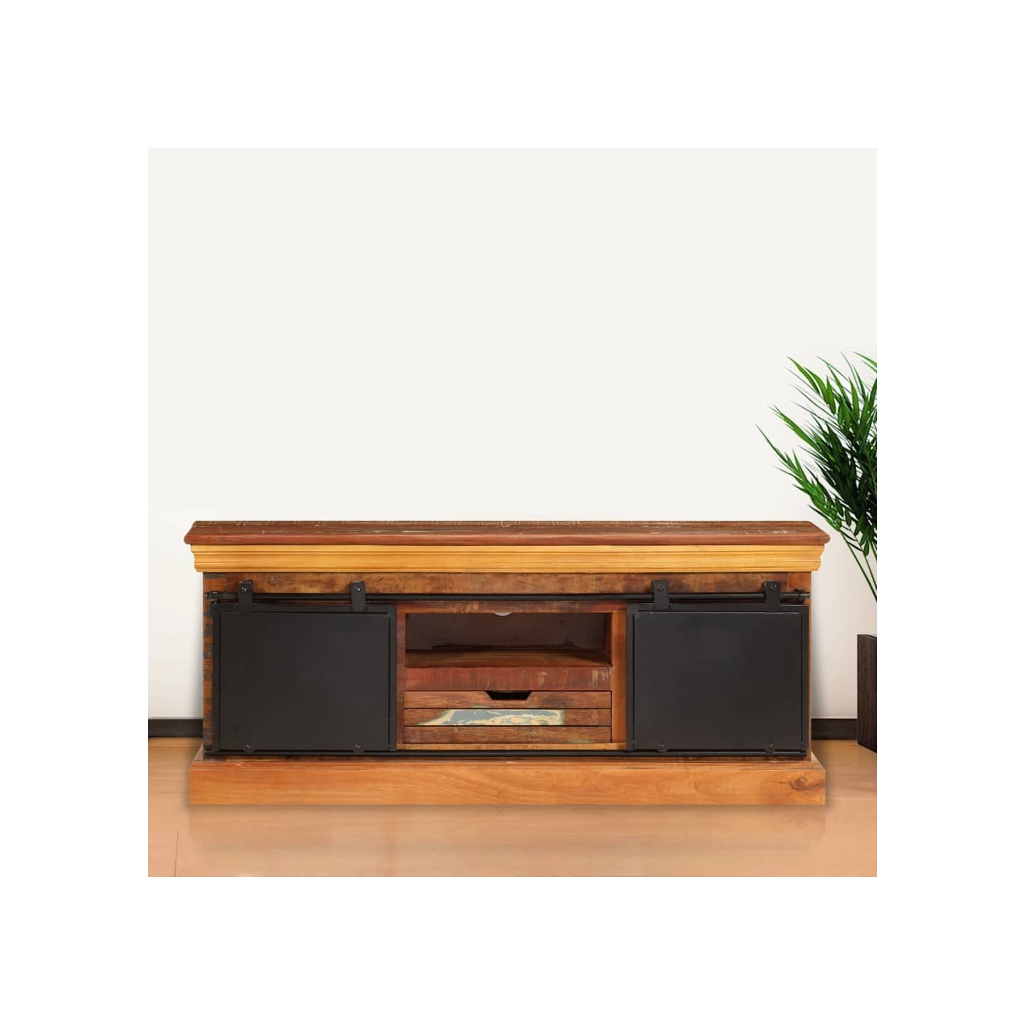 Meuble TV 110 x 30 x 45 cm Bois de récupération massif