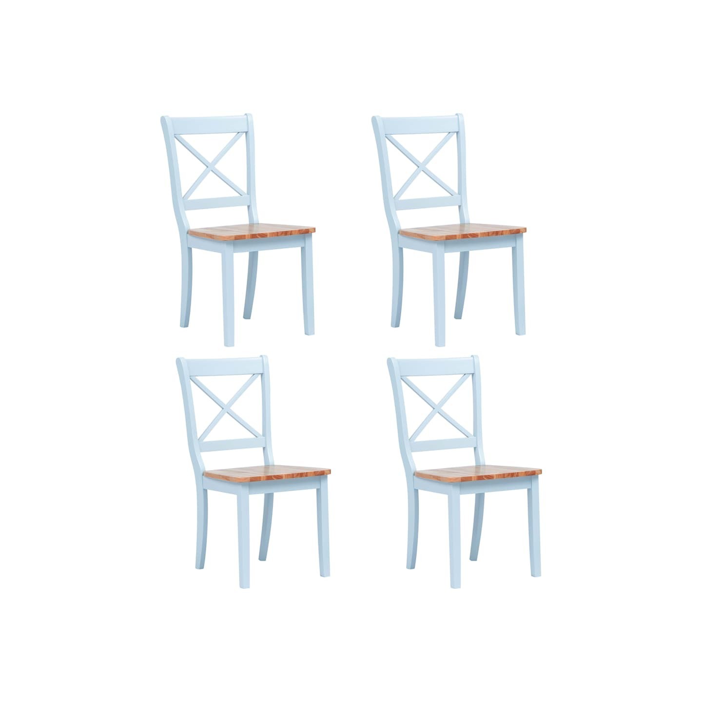 Chaises à manger lot de 4 gris et bois clair bois hévéa massif