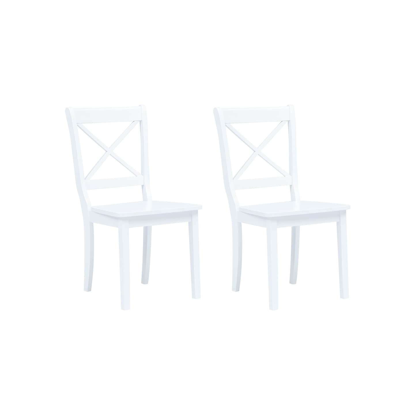 Chaises à manger lot de 2 blanc bois hévéa massif