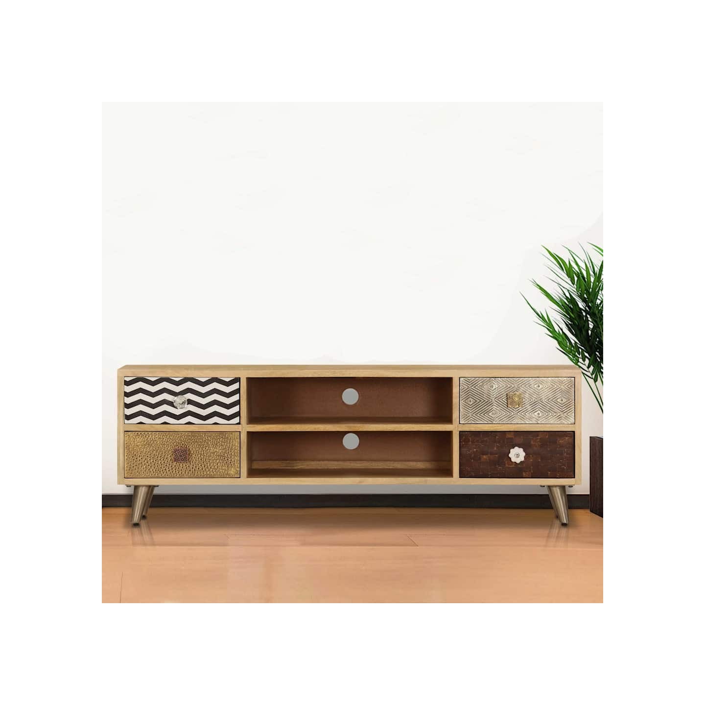 Meuble TV 120x30x40 cm Bois massif de manguier