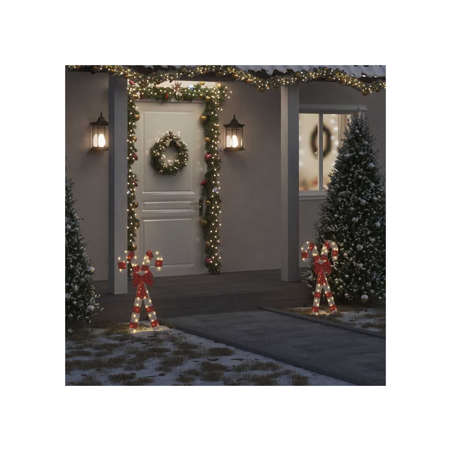 Décoration de Noël en forme de canne à sucre 50 LED blanc chaud