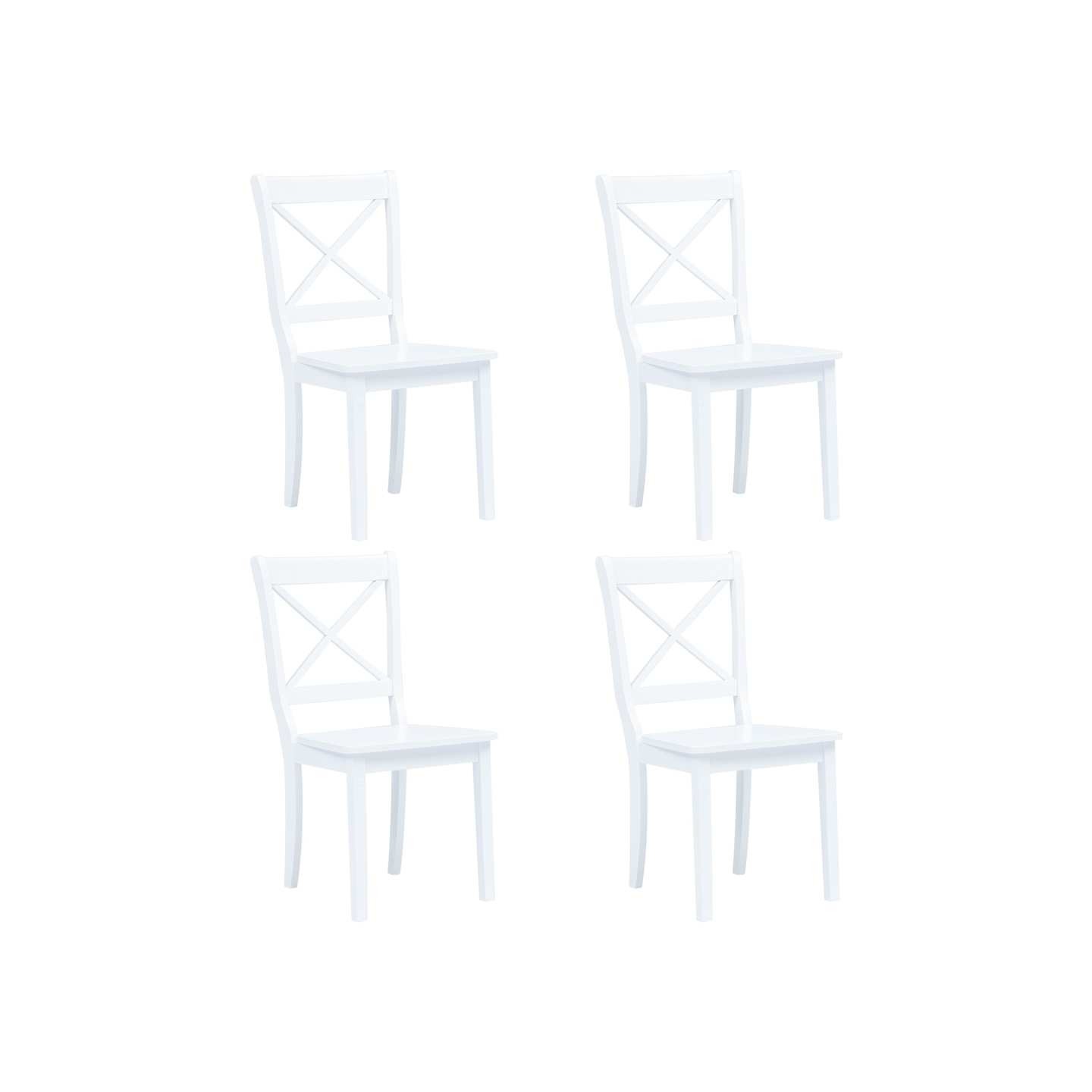 Chaises à manger lot de 4 blanc bois d'hévéa massif