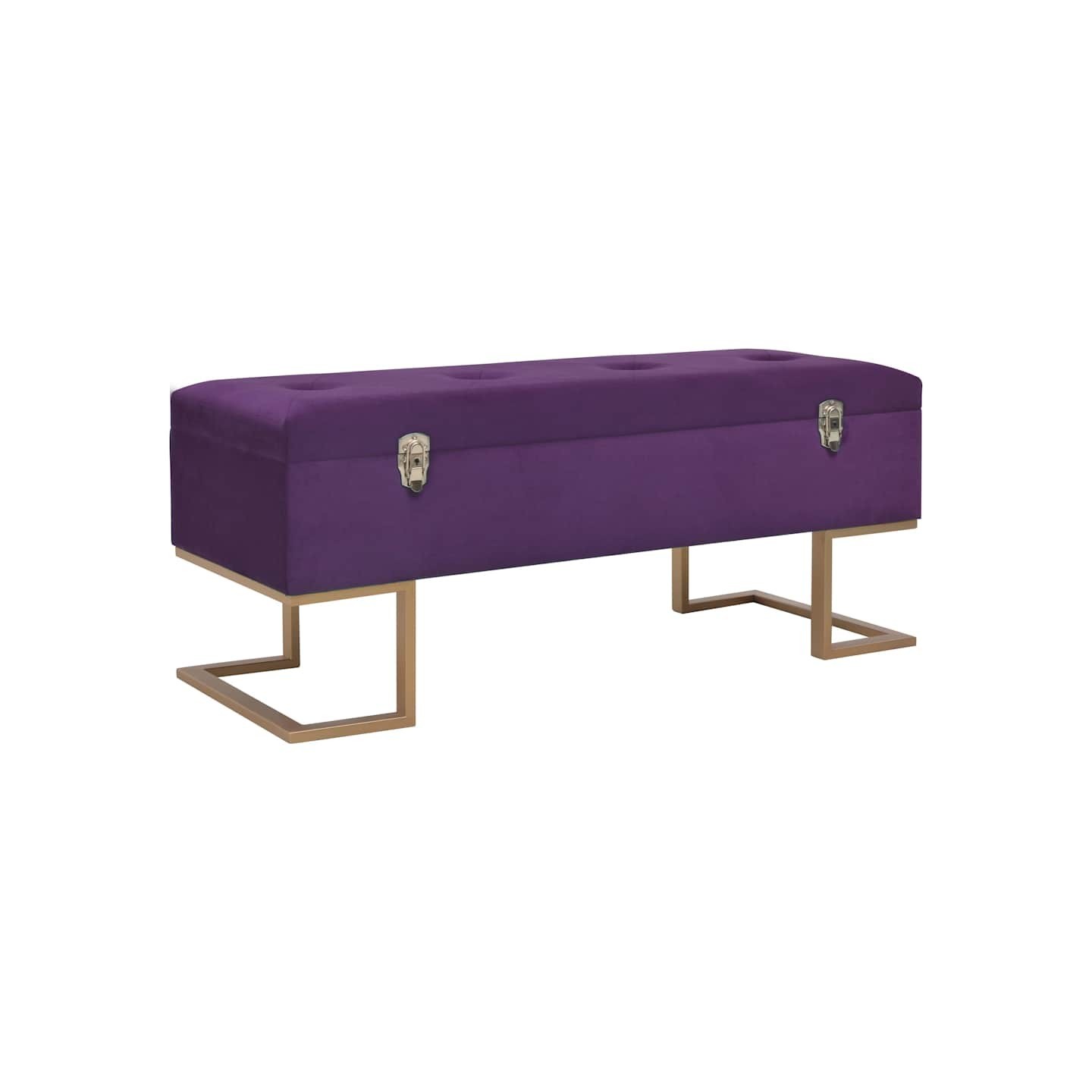 Banc avec compartiment de rangement 105 cm Violet Velours