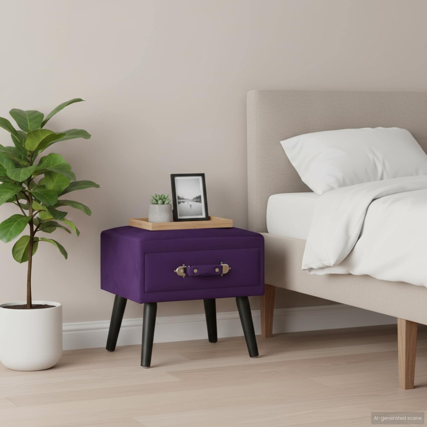 Table de chevet Violet foncé 40x35x40 cm Velours