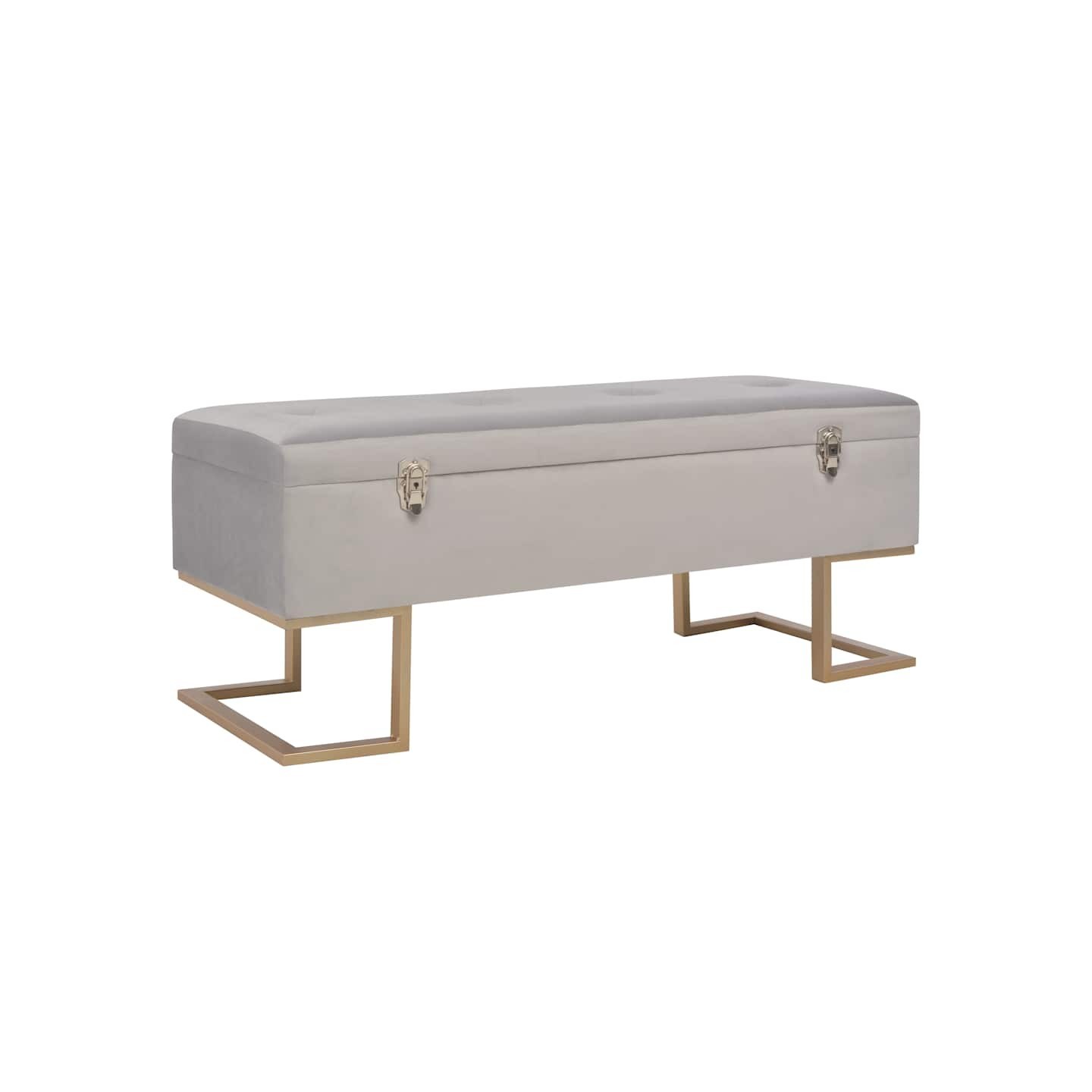 Banc avec compartiment de rangement 105 cm Gris Velours