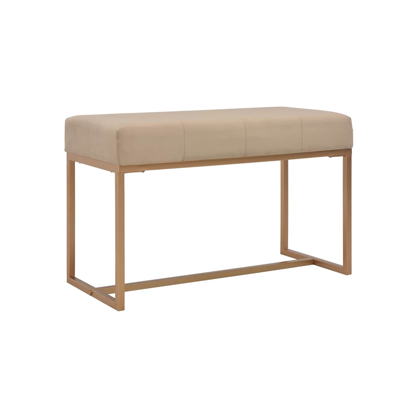 Banc d'entrée beige 80 cm velours