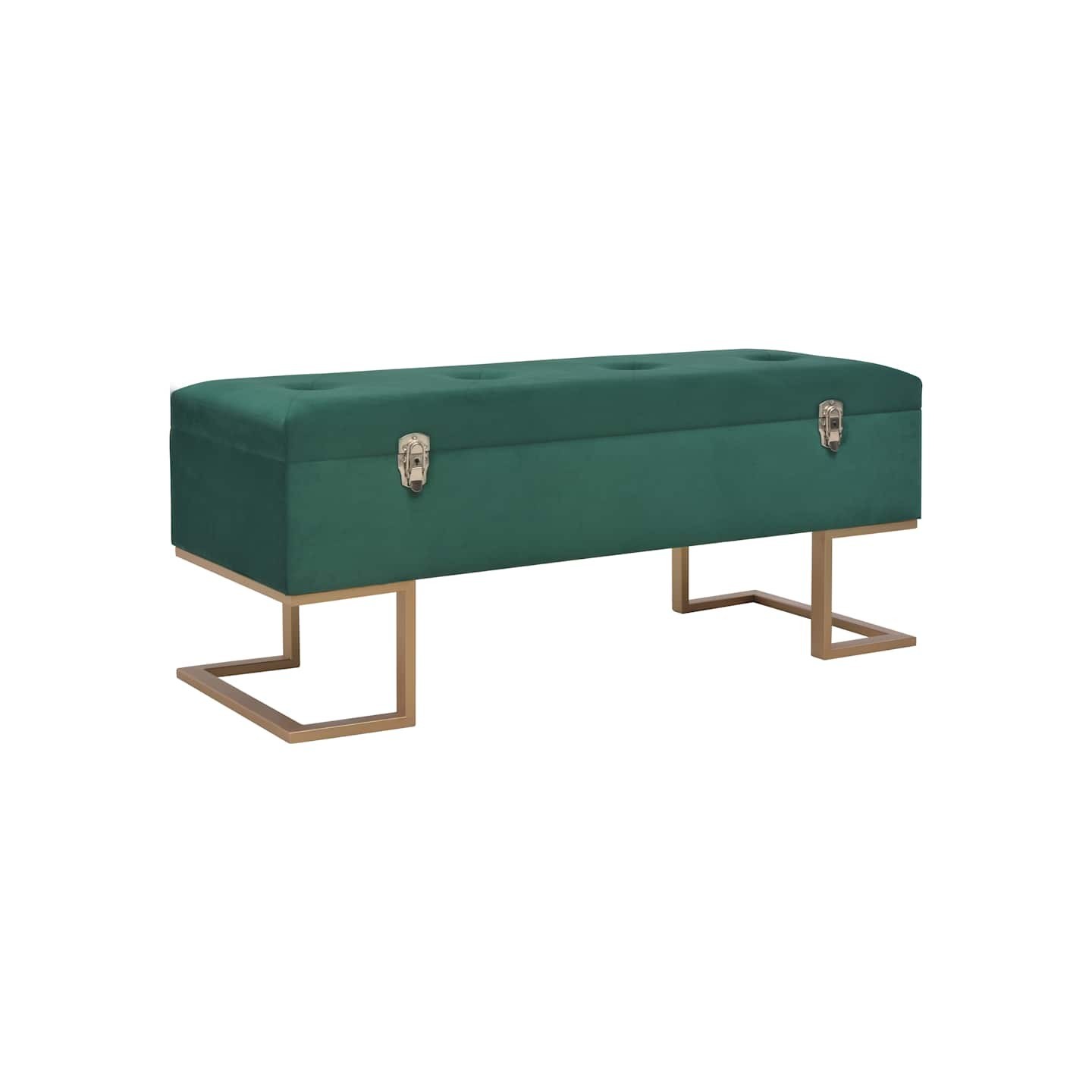 Banc avec compartiment de rangement 105 cm Vert Velours