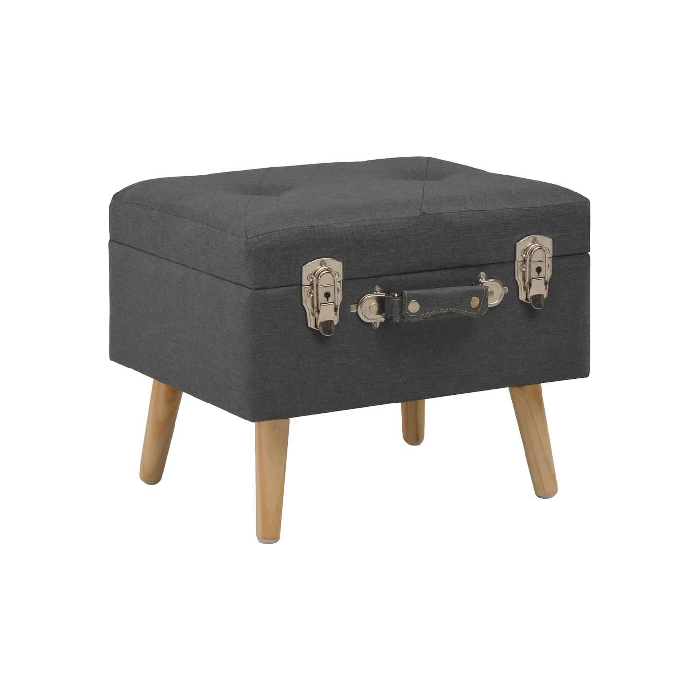Tabouret de rangement 40 cm Gris foncé Tissu