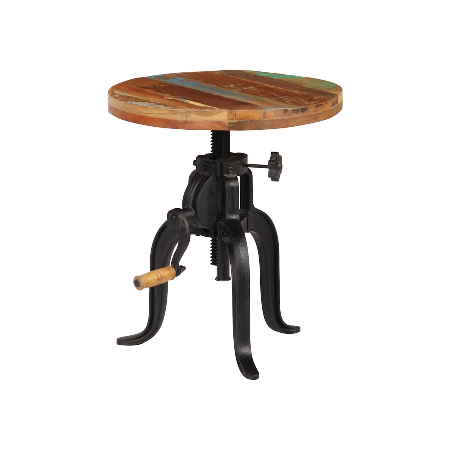 Table d'appoint 45x (45-62) cm Bois de récupération et fonte
