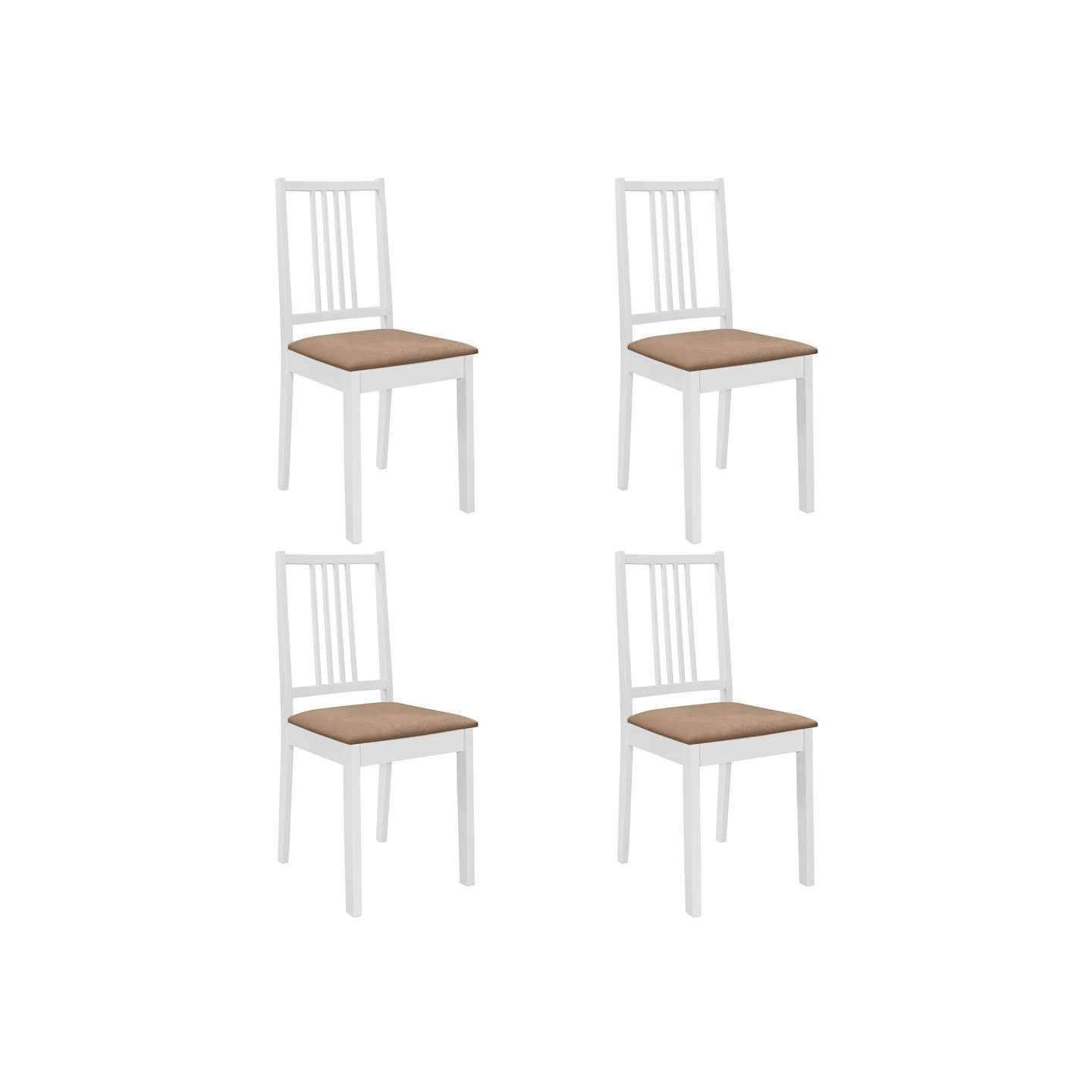 Chaises à manger avec coussins lot de 4 blanc bois solide