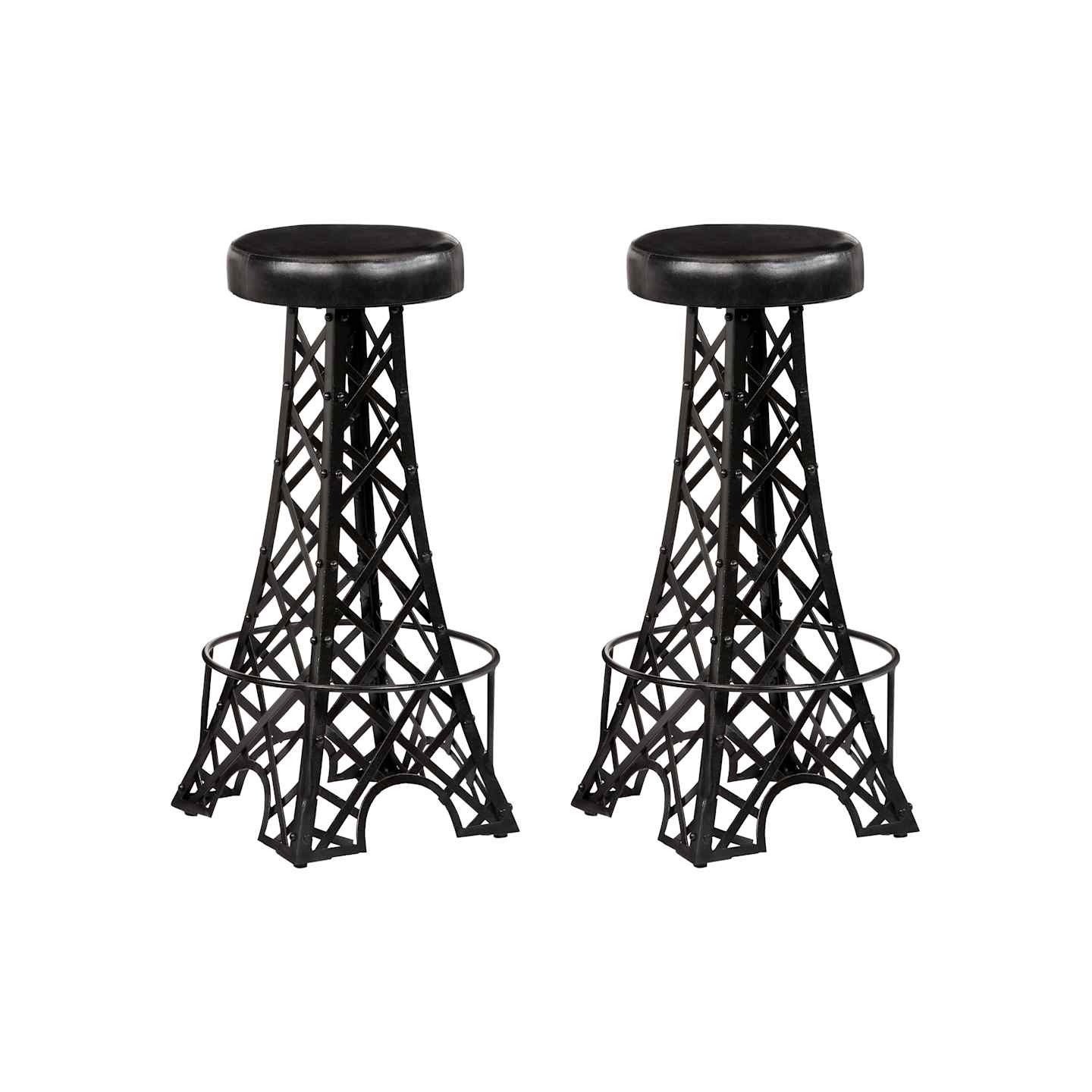 Tabourets de bar lot de 2 cuir véritable