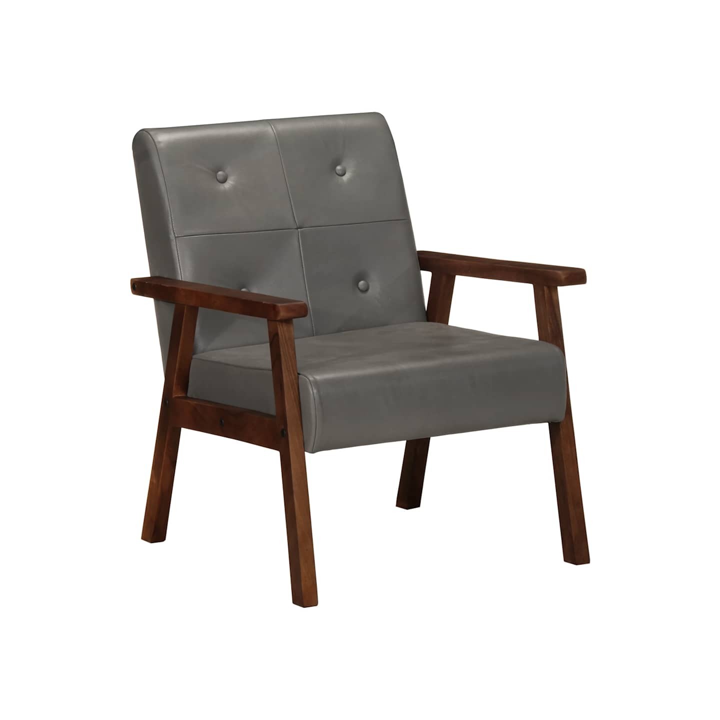 Fauteuil gris cuir véritable