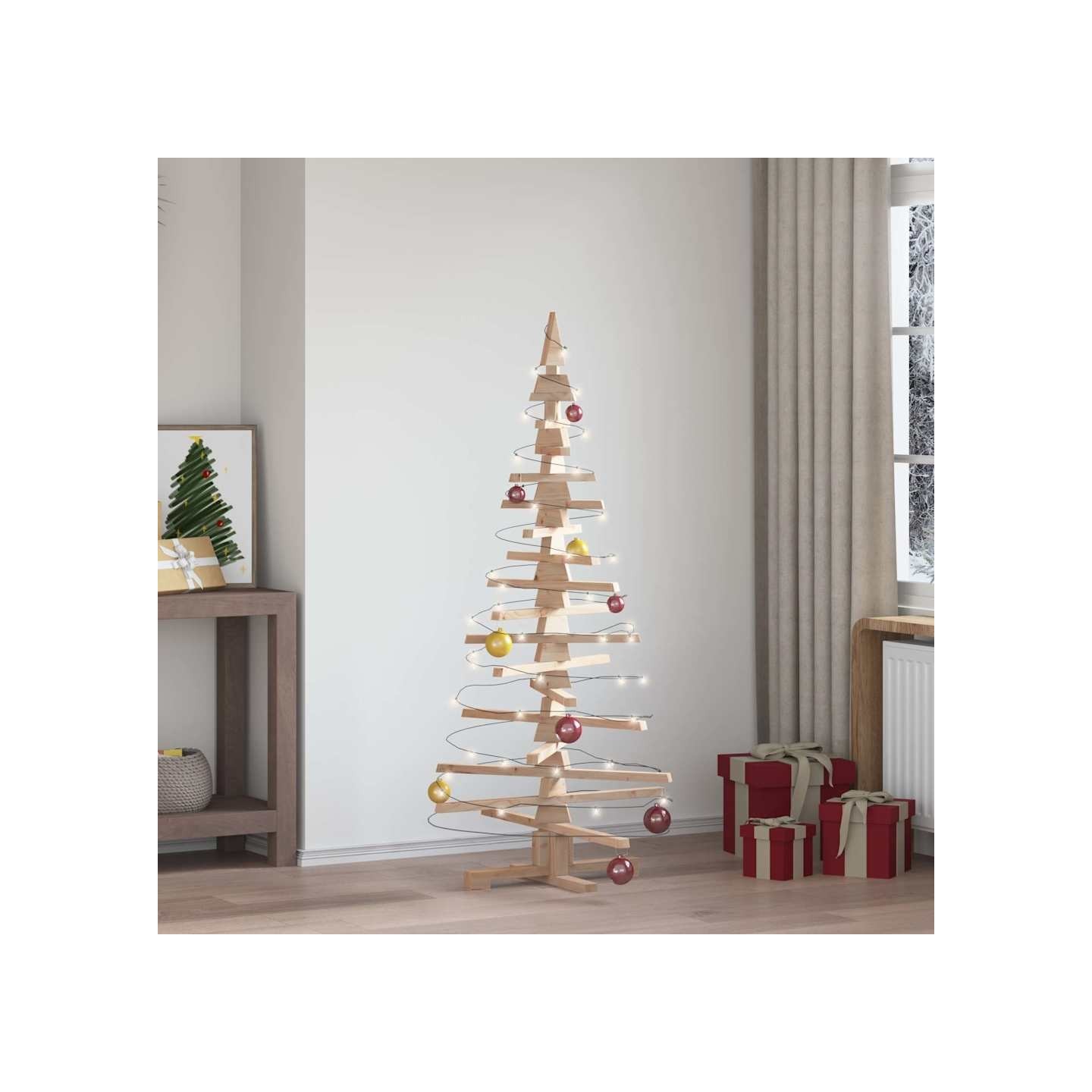 Sapin de Noël en bois pour décoration 150 cm Bois de pin massif