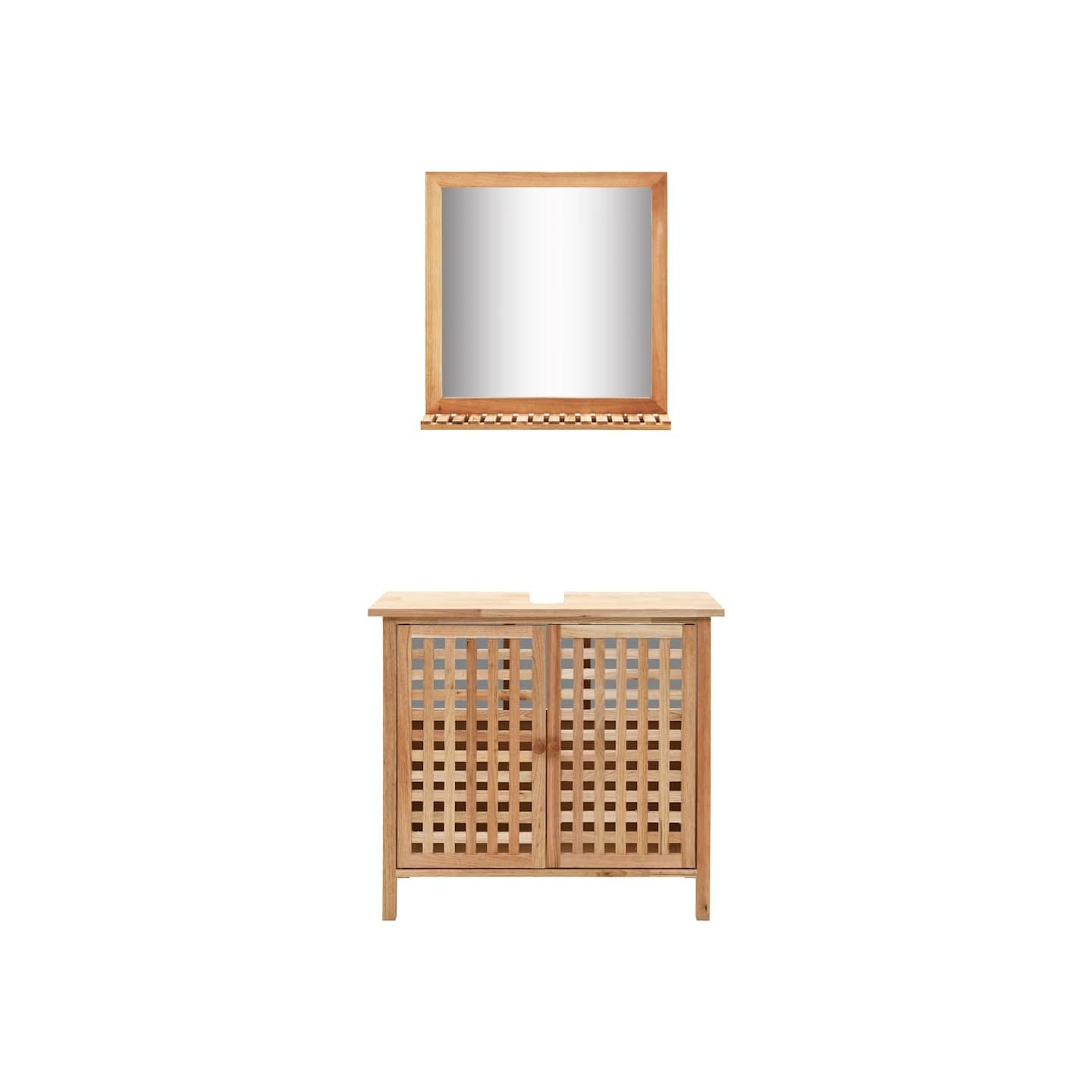 Armoire pour lavabo avec miroir Bois de noyer massif