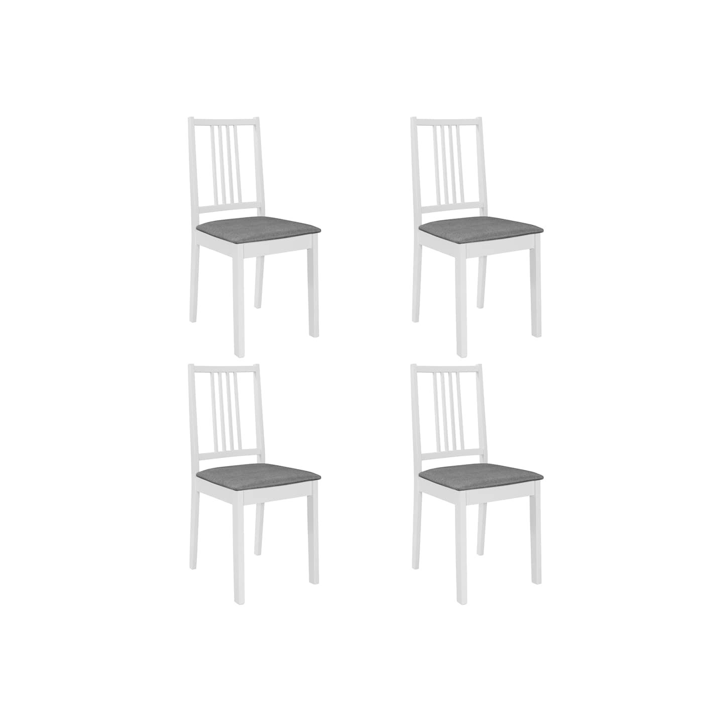 Chaises à manger avec coussins lot de 4 blanc bois solide