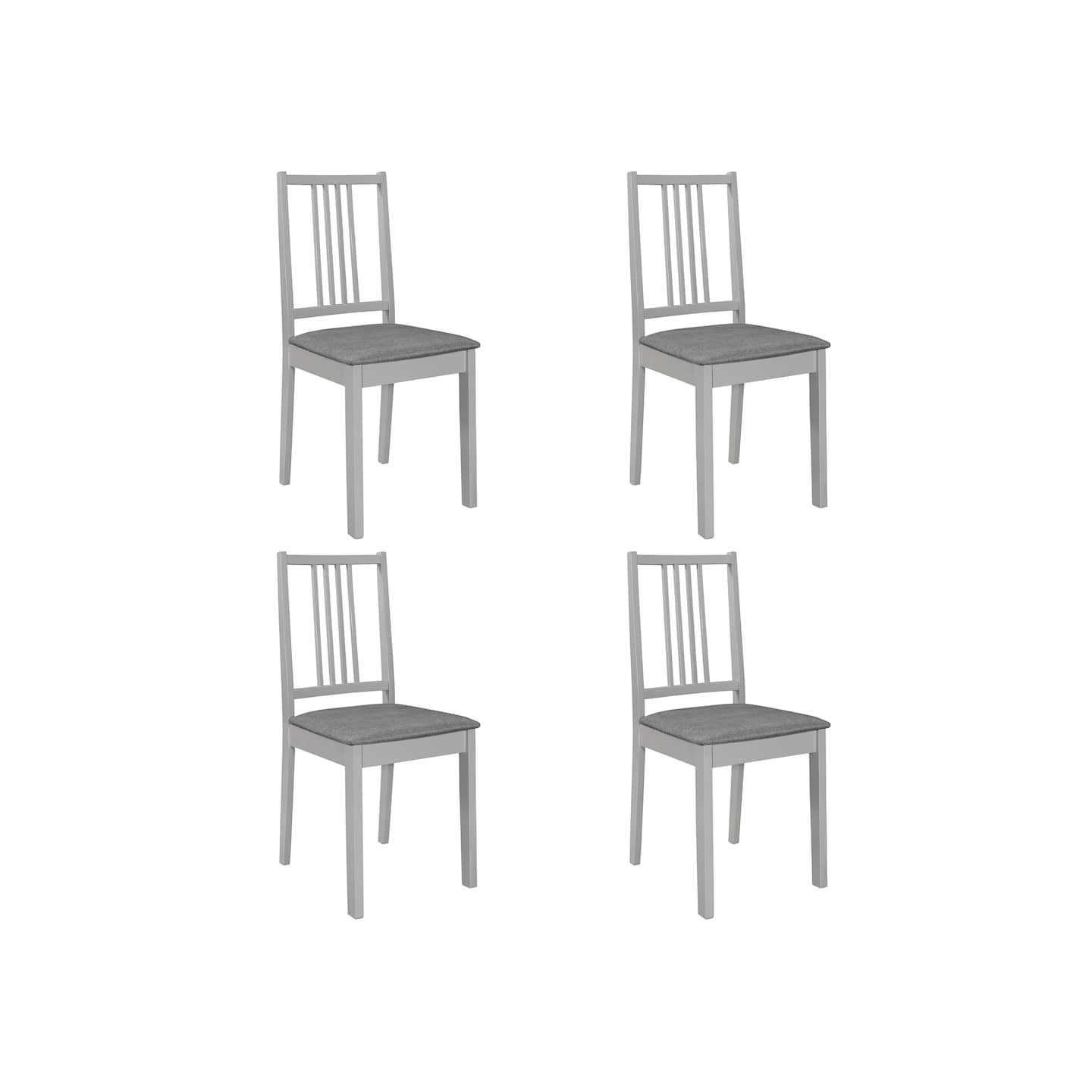 Chaises à manger avec coussins lot de 4 gris bois solide