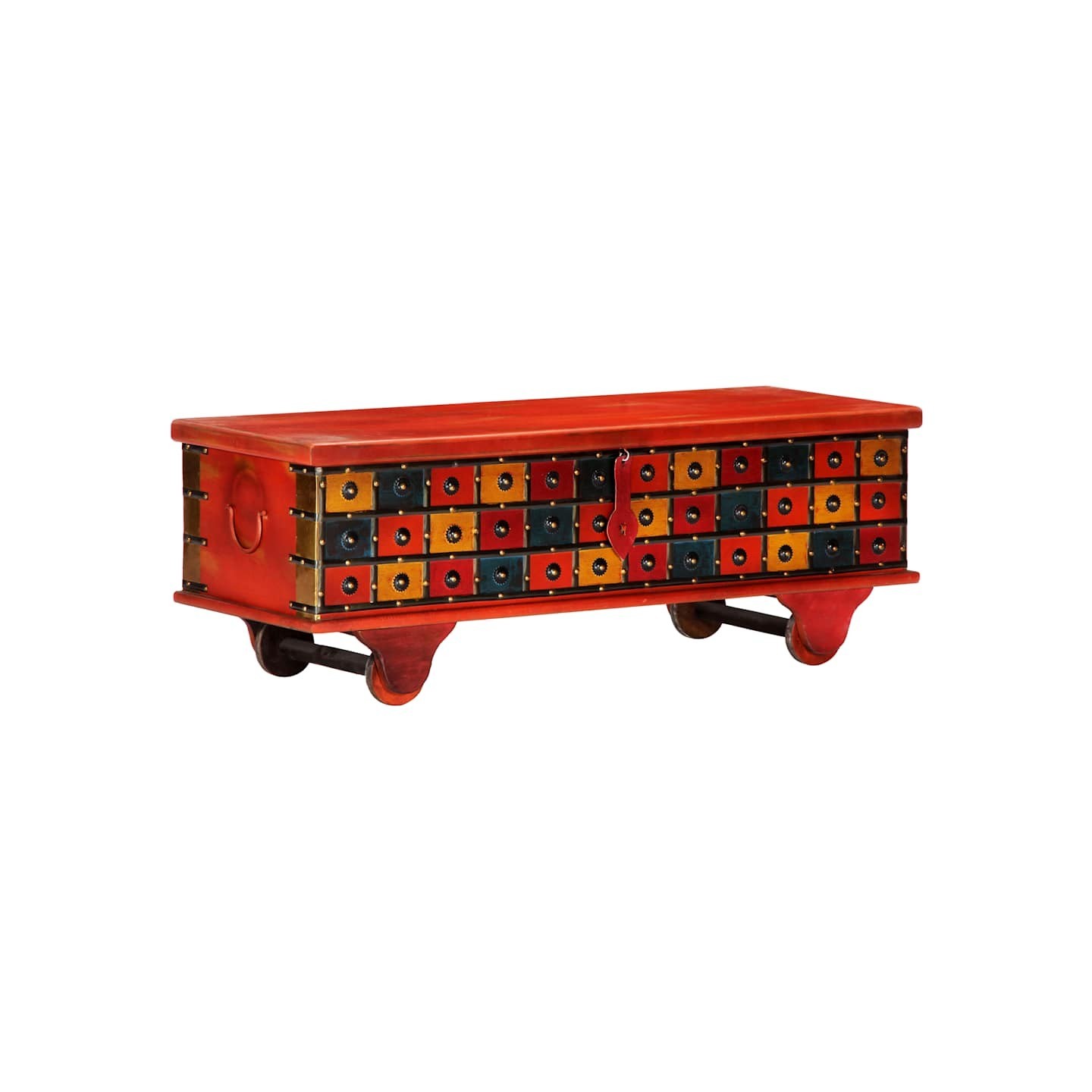 Boîte de rangement Rouge 110x40x40 cm Bois d'acacia massif